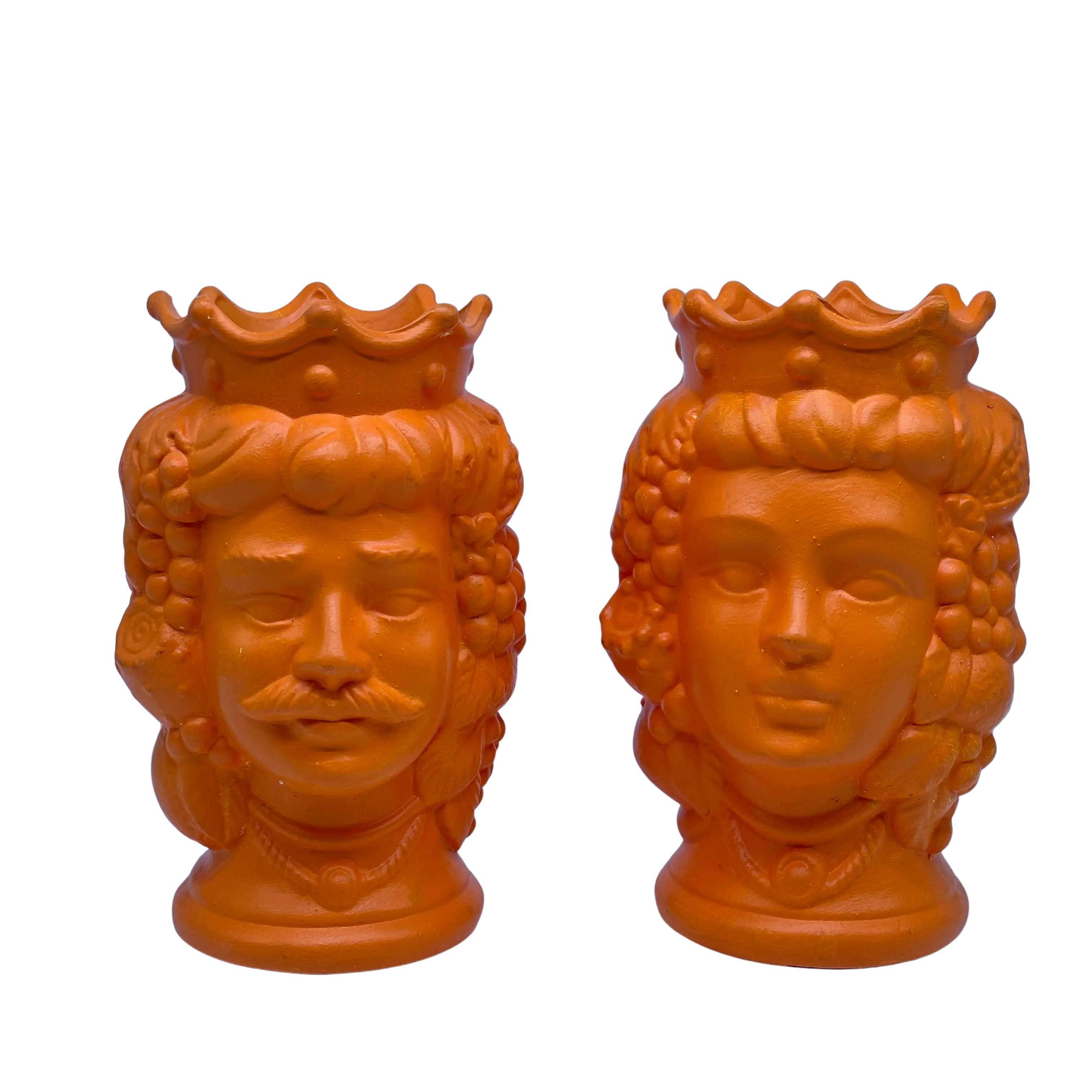 Coppia Teste di Moro Kalat Frutta “LINEA POP” Ceramica Caltagirone cm H.18 Artigianale DD CERAMICHE SICILIANE