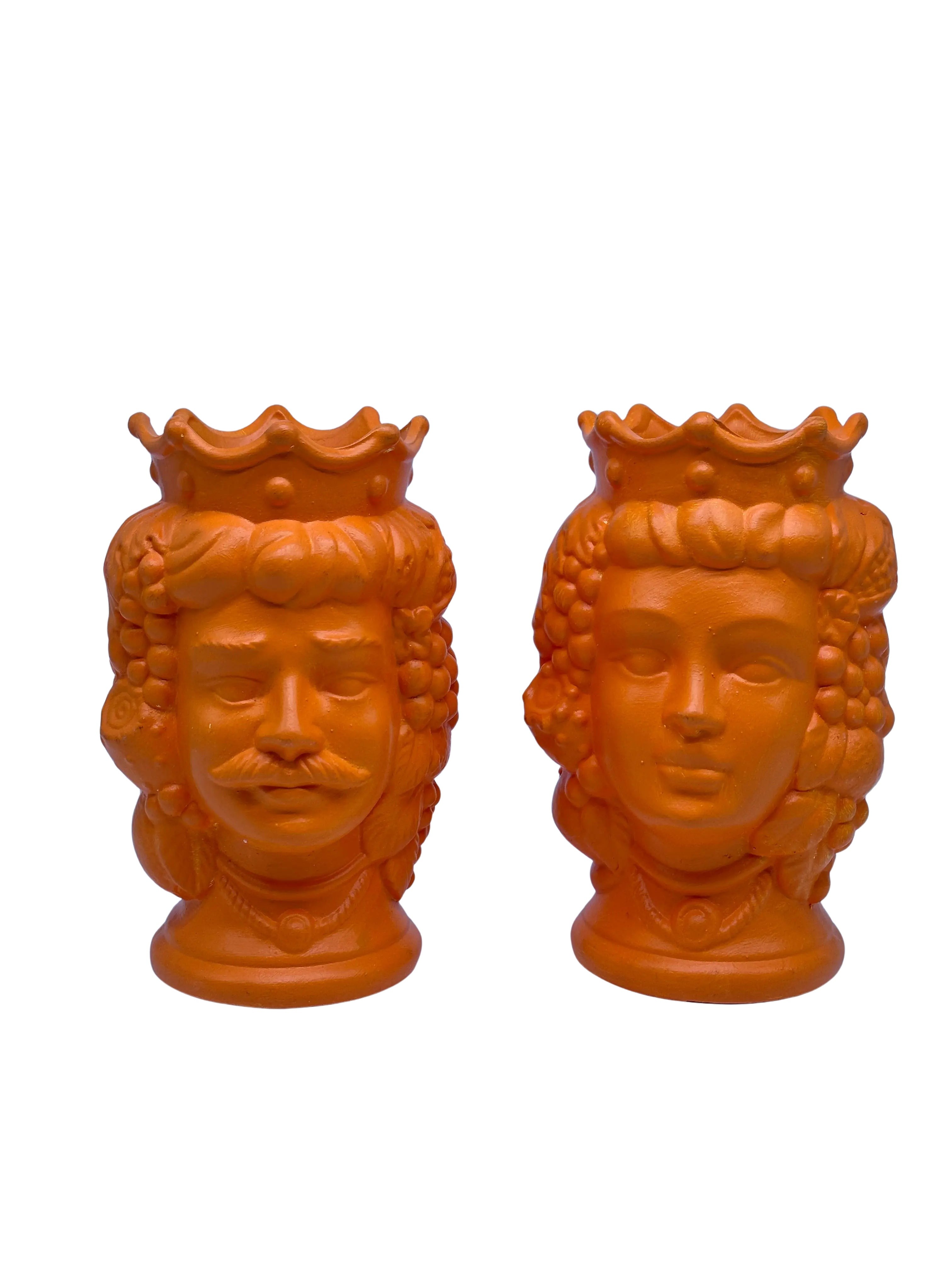 Coppia Teste di Moro Kalat Frutta “LINEA POP” Ceramica Caltagirone cm H.18 Artigianale DD CERAMICHE SICILIANE