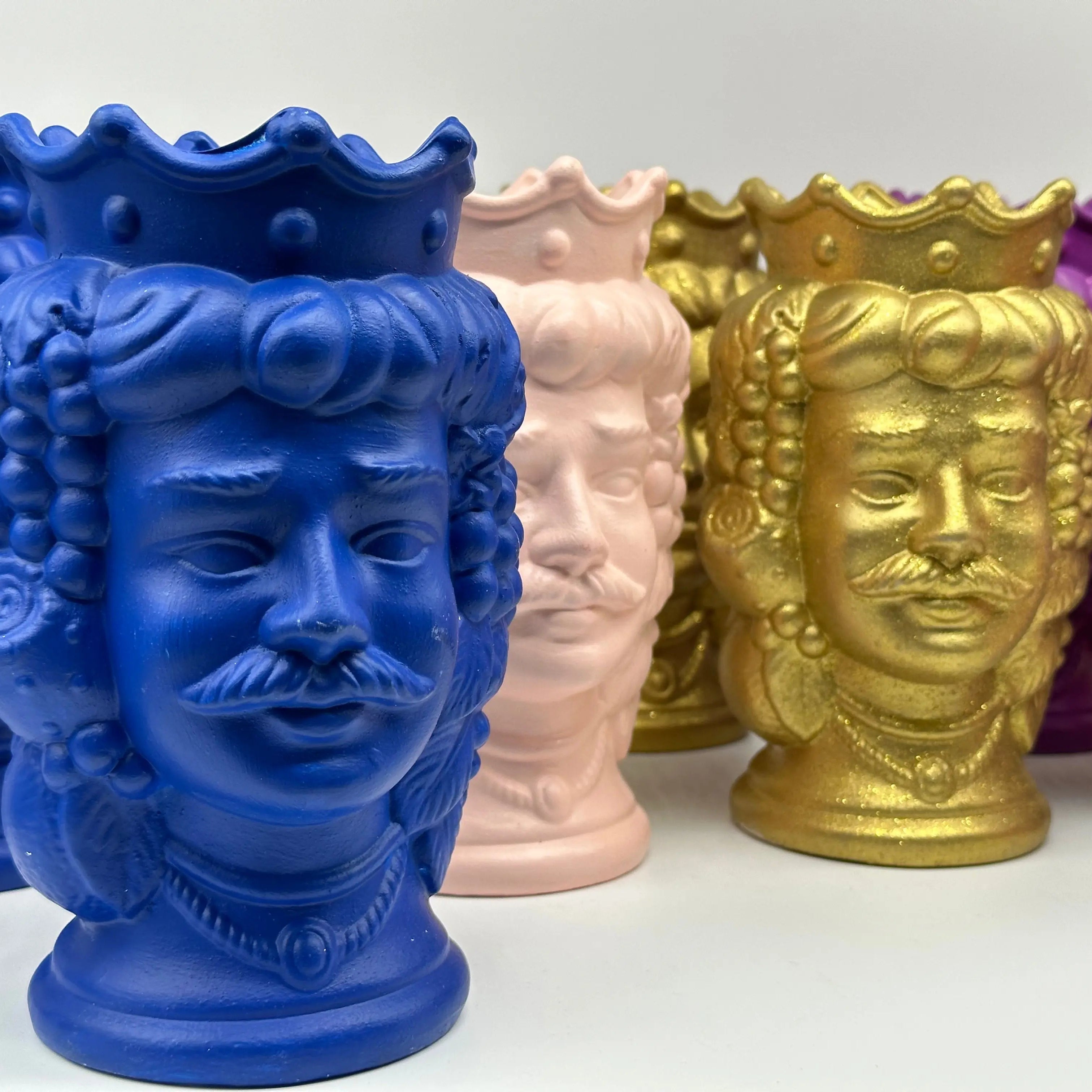 Coppia Teste di Moro Kalat Frutta “LINEA POP” Ceramica Caltagirone cm H.18 Artigianale DD CERAMICHE SICILIANE