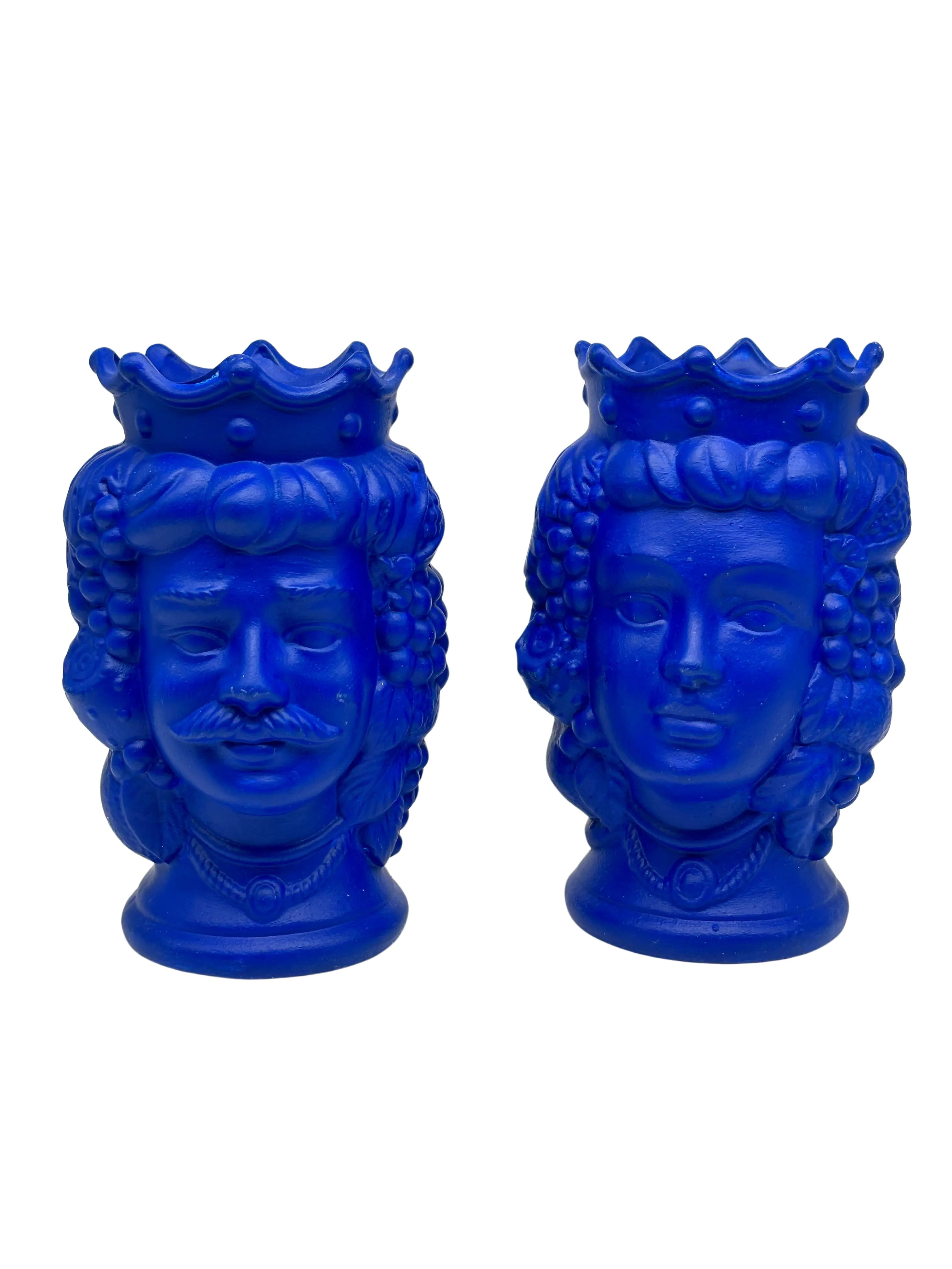 Coppia Teste di Moro Kalat Frutta “LINEA POP” Ceramica Caltagirone cm H.18 Artigianale DD CERAMICHE SICILIANE