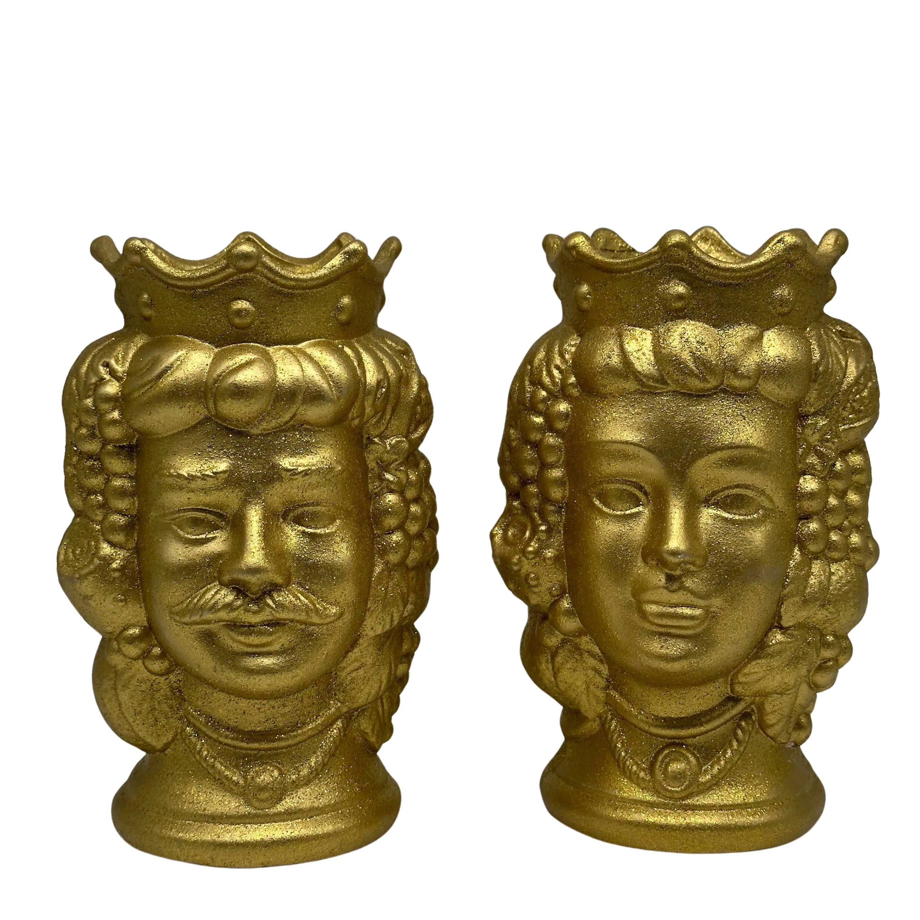 Coppia Teste di Moro Kalat Frutta “LINEA POP” Ceramica Caltagirone cm H.18 Artigianale DD CERAMICHE SICILIANE