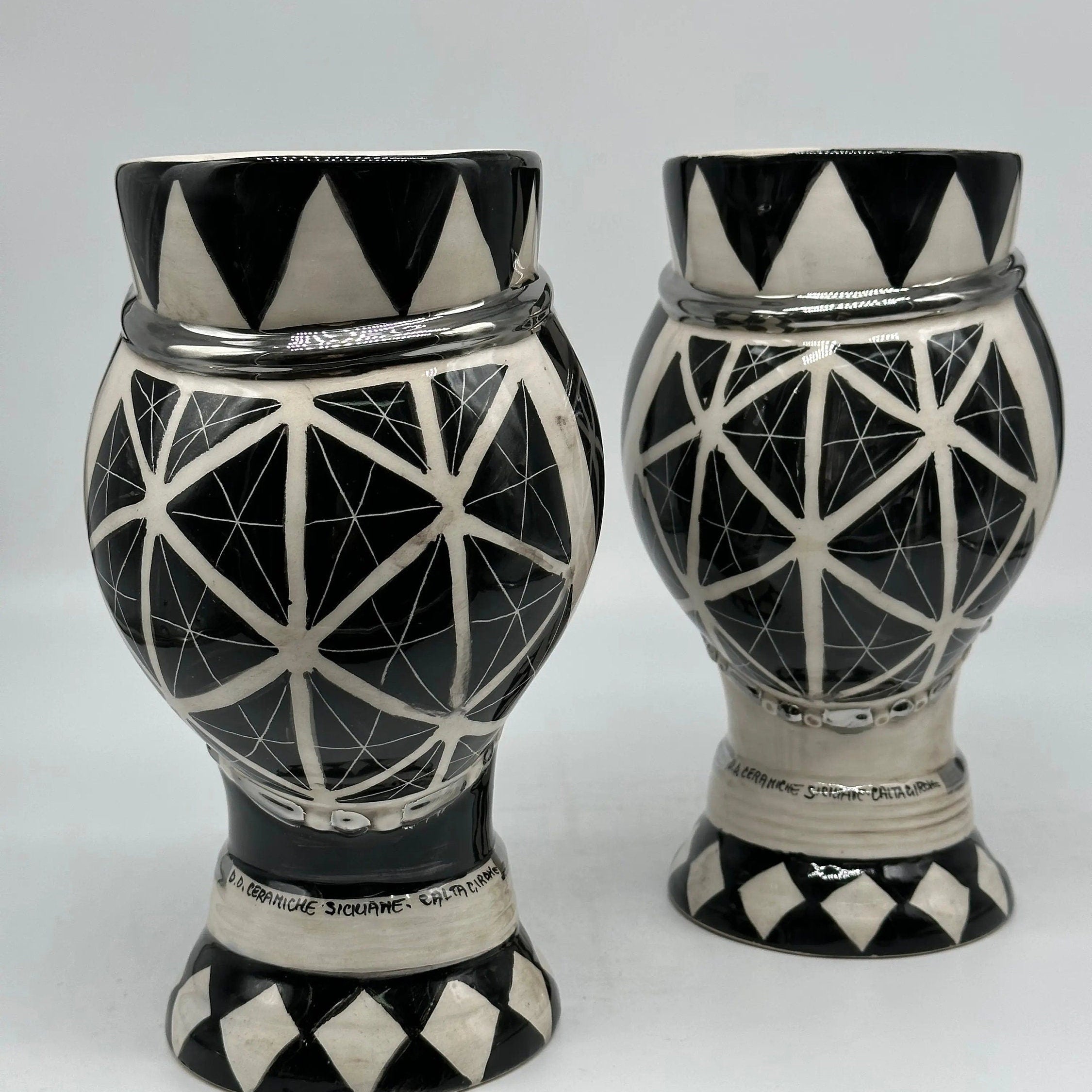 Coppia Teste di Moro Token Ceramica Caltagirone cm H.23 L.12 Artigianale VARI COLORI DD CERAMICHE SICILIANE