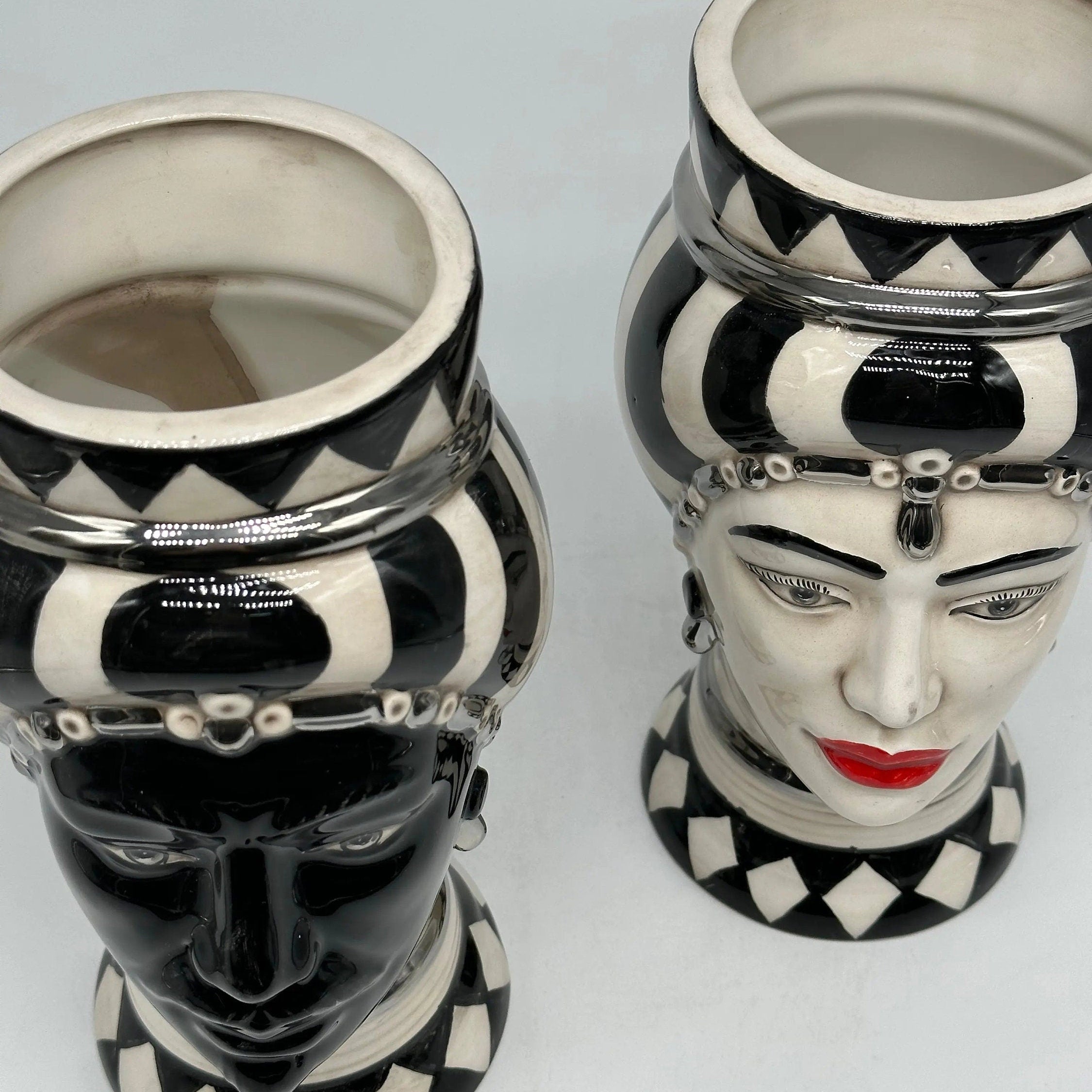 Coppia Teste di Moro Token Ceramica Caltagirone cm H.23 L.12 Artigianale VARI COLORI DD CERAMICHE SICILIANE