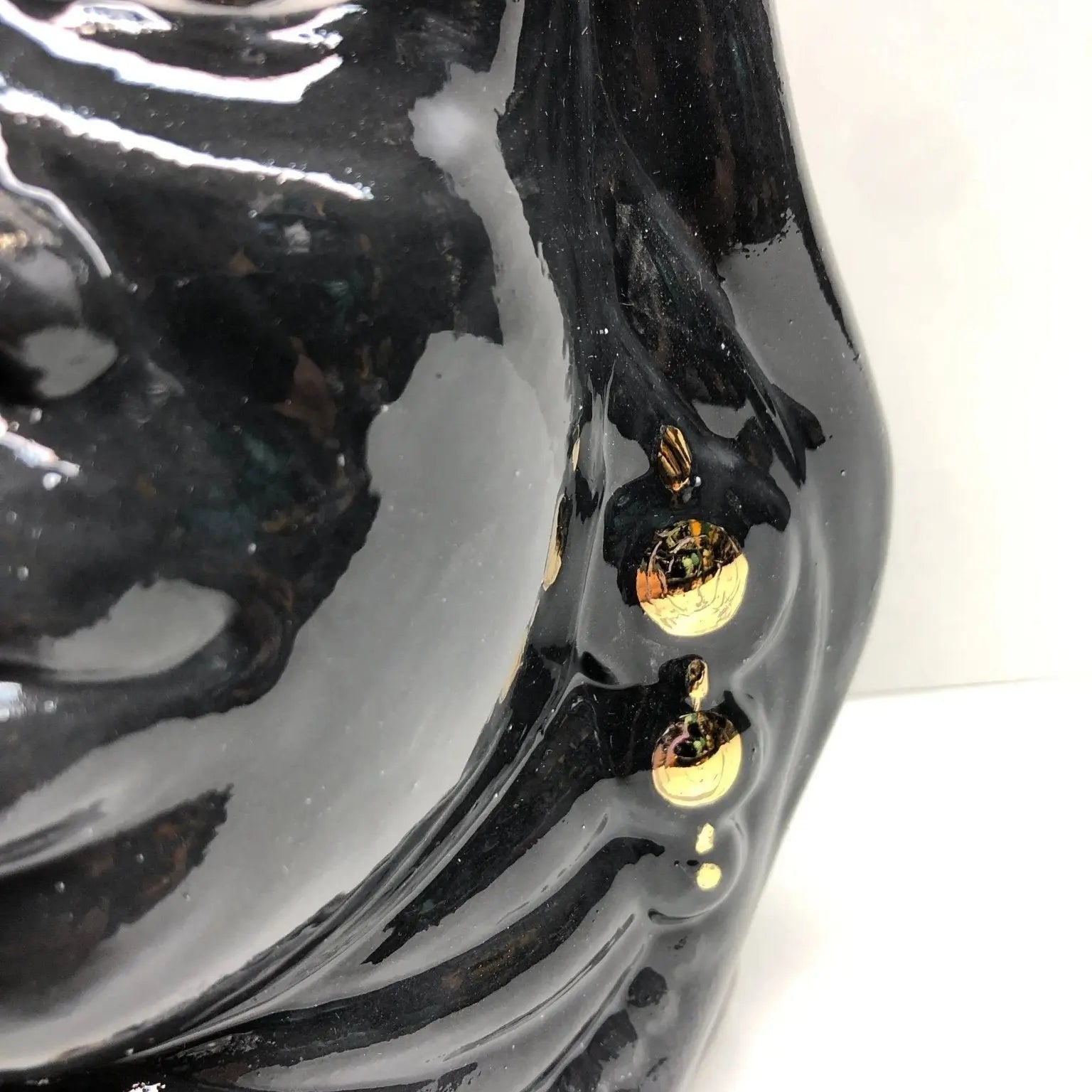 FINE SERIE - Testa di Moro Afro Donna Ceramica Caltagirone cm H.25 L.17 Artigianale Nero dettagli Oro - Donna - TESTA