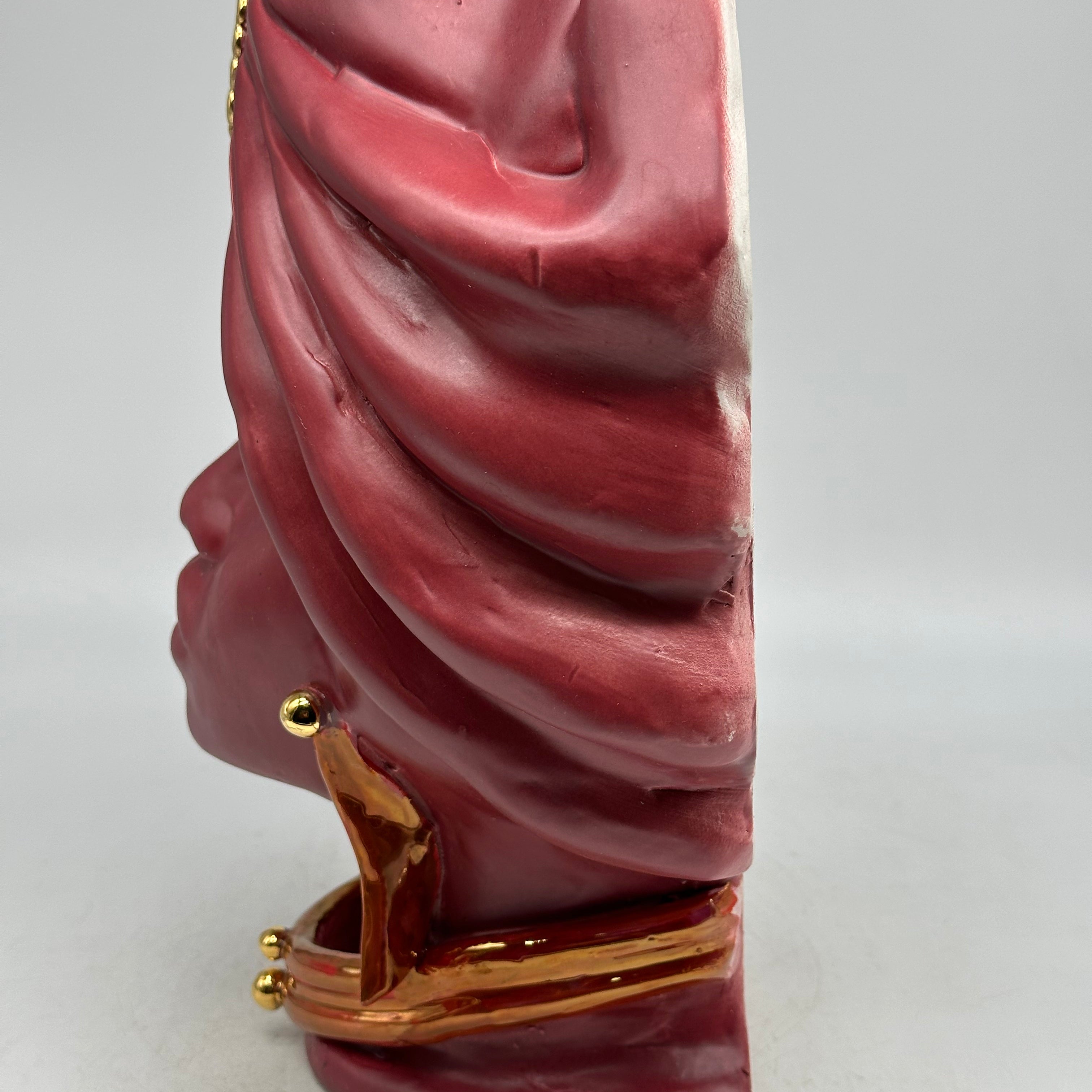 FINE SERIE - Testa di Moro Applique Atena Donna Ceramica Caltagirone cm H.30 L.23 Artigianale Bordeaux - TESTE DI MORO