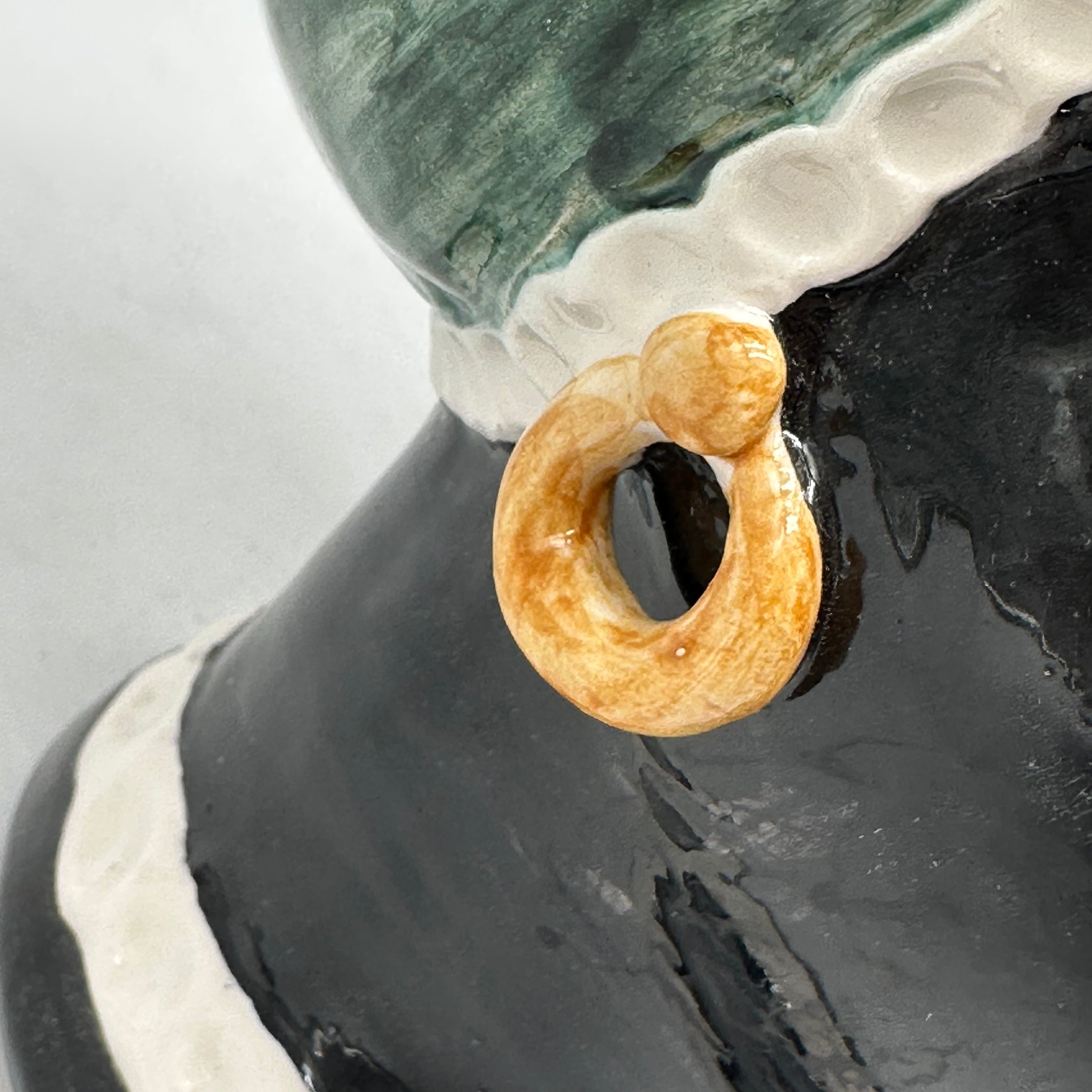 FINE SERIE - Testa di Moro Luis Ceramica Caltagirone cm H.22 L.15 Artigianale Turbante Liscio Verde UOMO - Donna