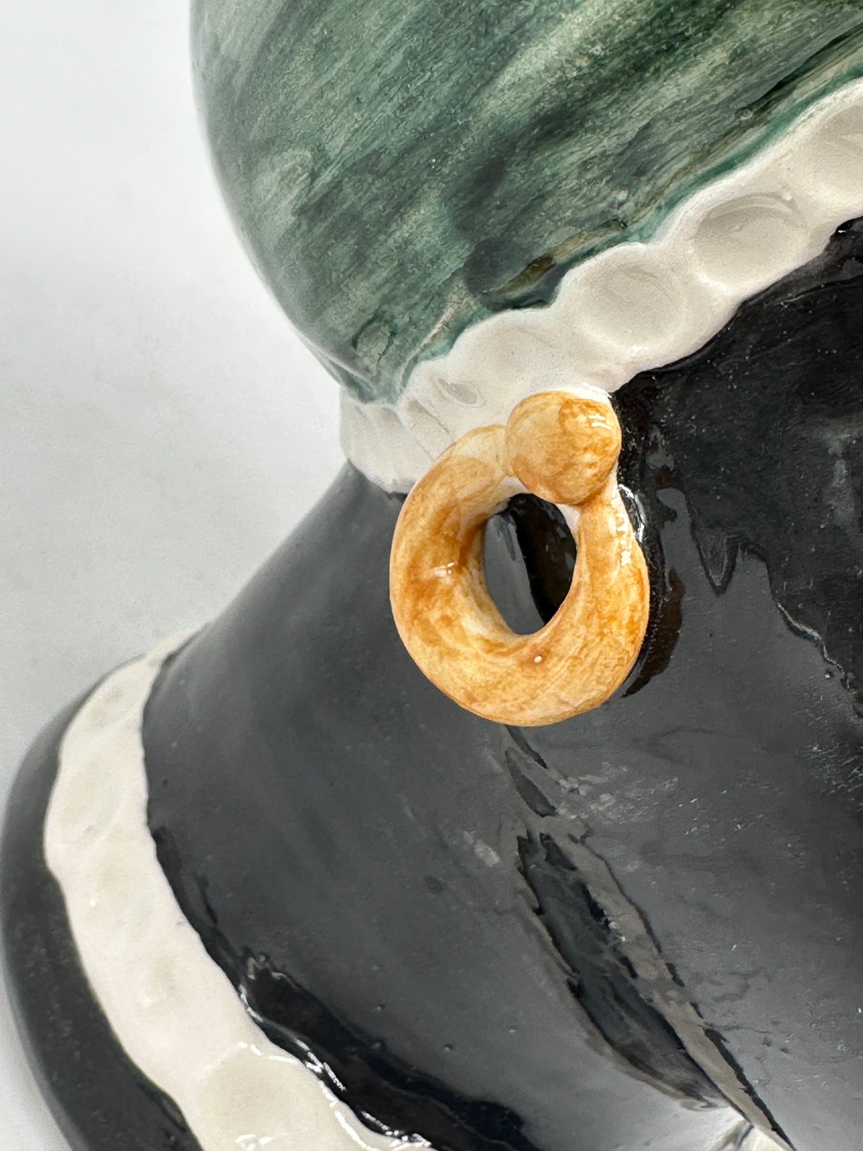 FINE SERIE - Testa di Moro Luis Ceramica Caltagirone cm H.22 L.15 Artigianale Turbante Liscio Verde UOMO - Donna