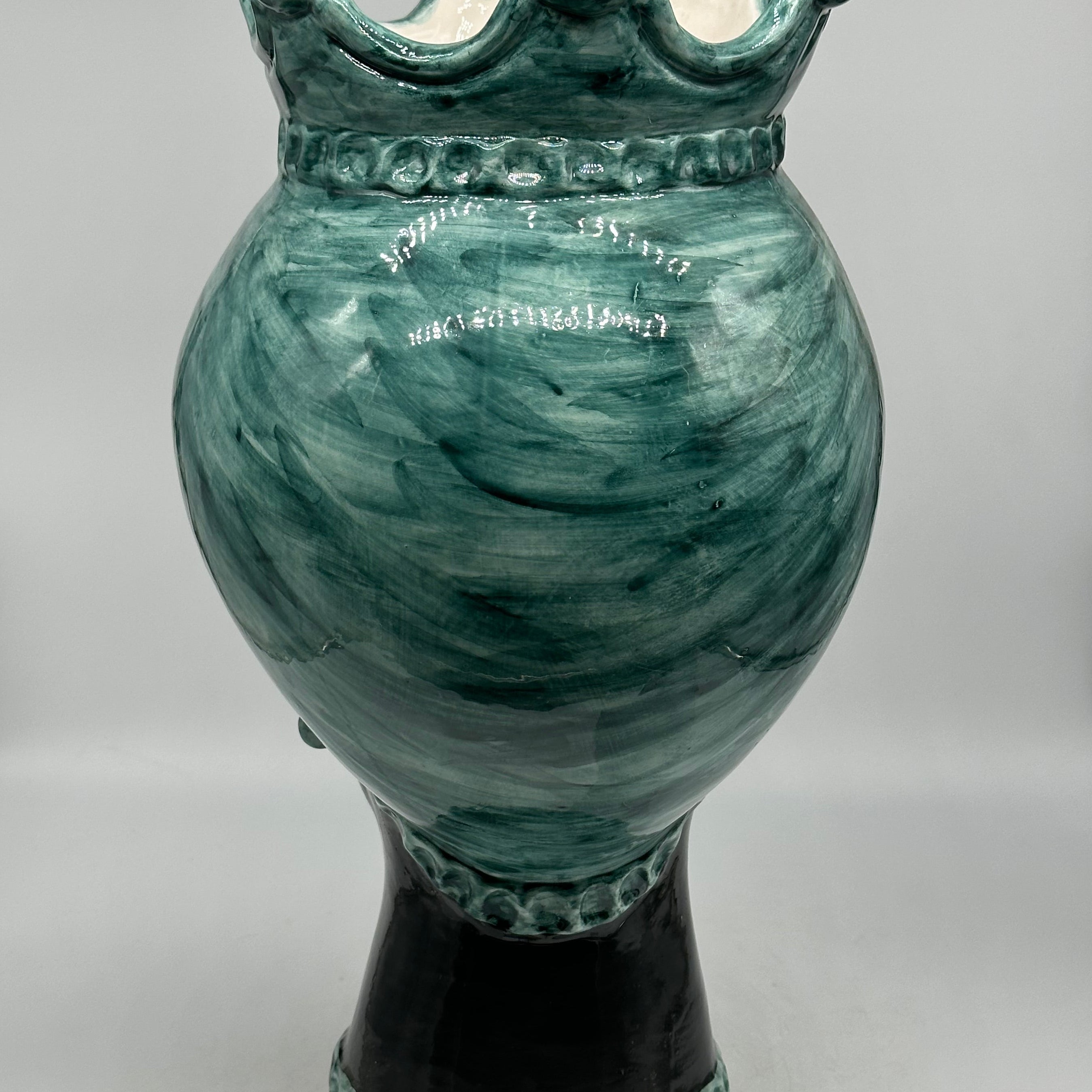 FINE SERIE - Testa di Moro Luis Ceramica Caltagirone cm H.44 L.23 Artigianale Turbante Verde Antico DONNA - Donna