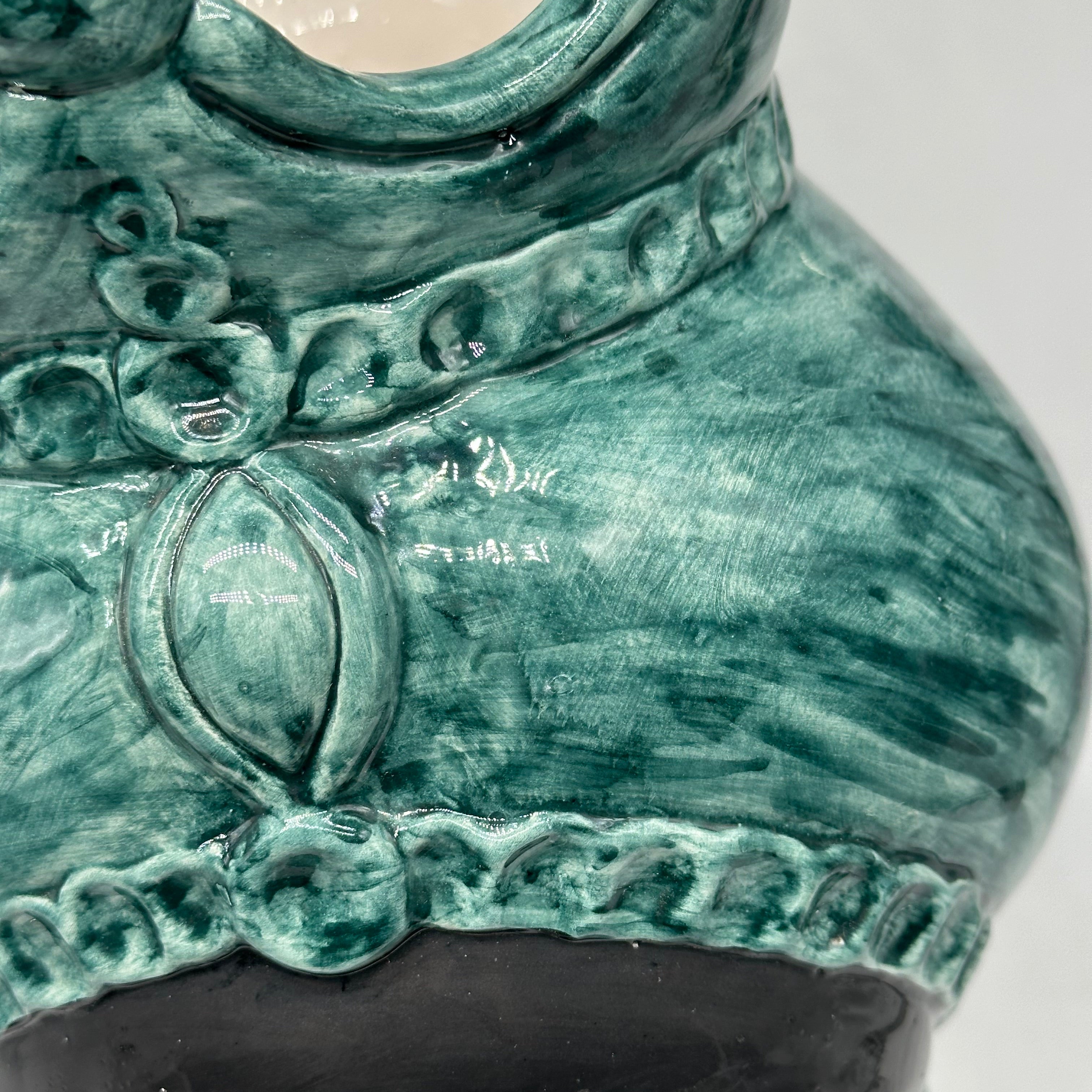 FINE SERIE - Testa di Moro Luis Ceramica Caltagirone cm H.44 L.23 Artigianale Turbante Verde Antico DONNA - Donna