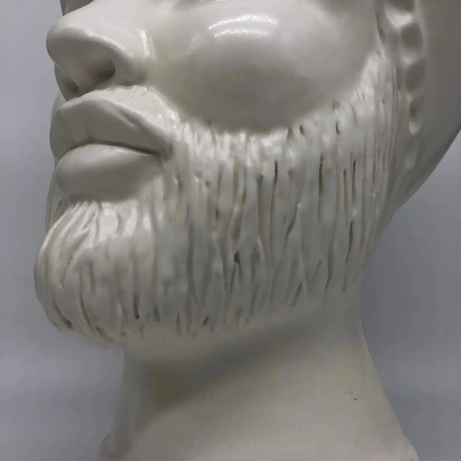 FINE SERIE - Testa di Moro Luis Uomo Ceramica Caltagirone cm H.44 L.23 Artigianale Turbante Liscio Bianco Opaco - Uomo