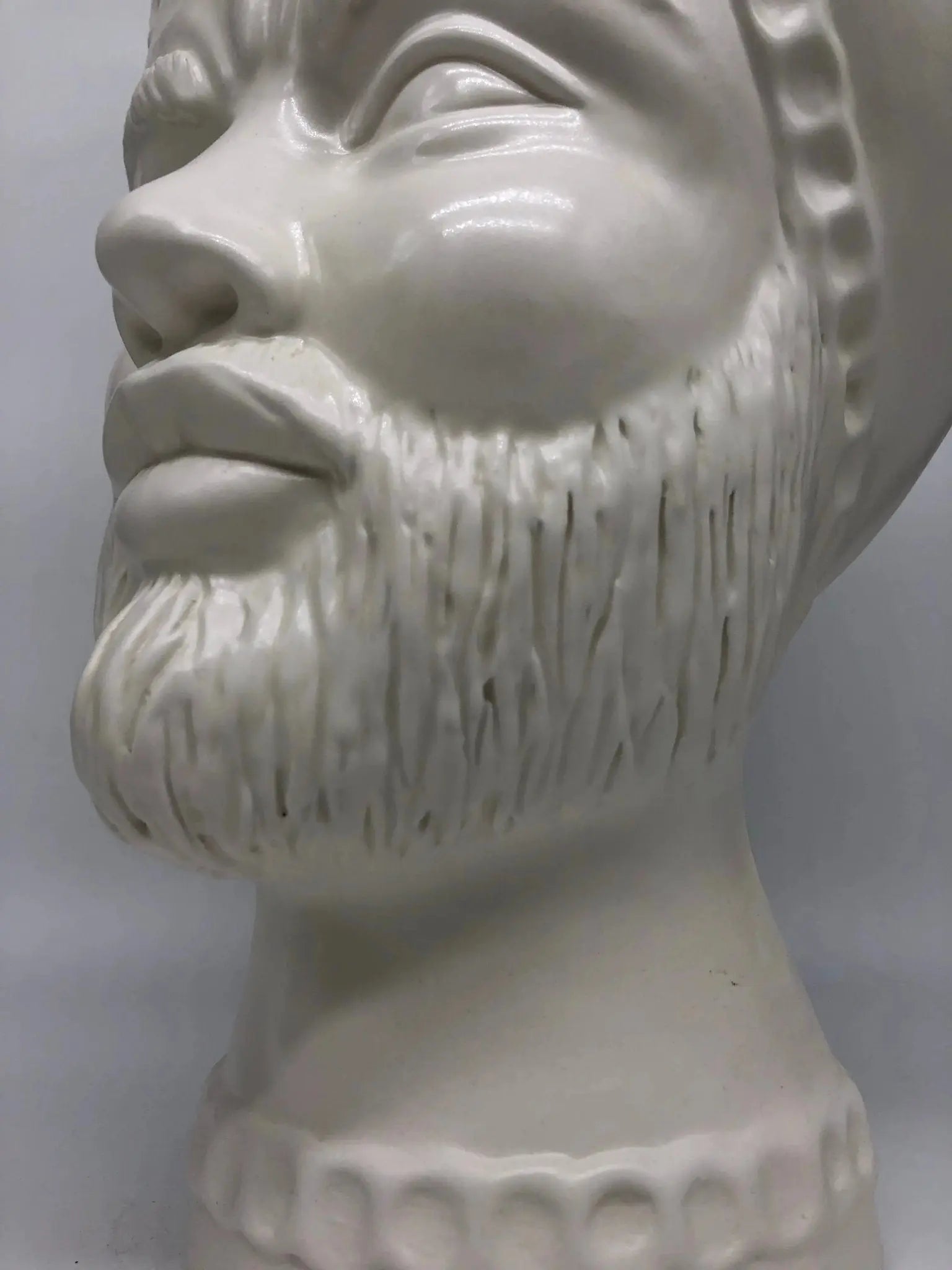 FINE SERIE - Testa di Moro Luis Uomo Ceramica Caltagirone cm H.44 L.23 Artigianale Turbante Liscio Bianco Opaco - Uomo