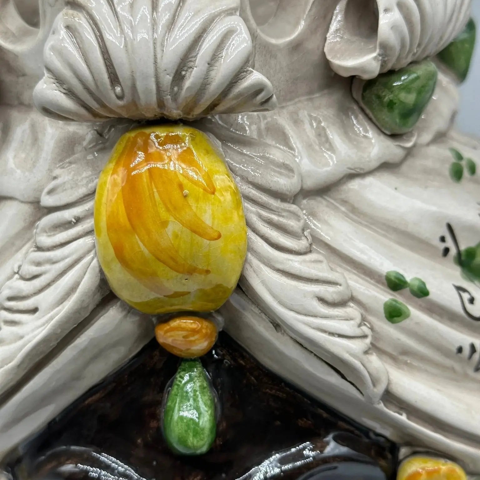 FINE SERIE - Testa di Moro Seicento Ceramica Caltagirone cm H.40 L.26 Artigianale Giallo Verde - Uomo - TESTA DI MORO