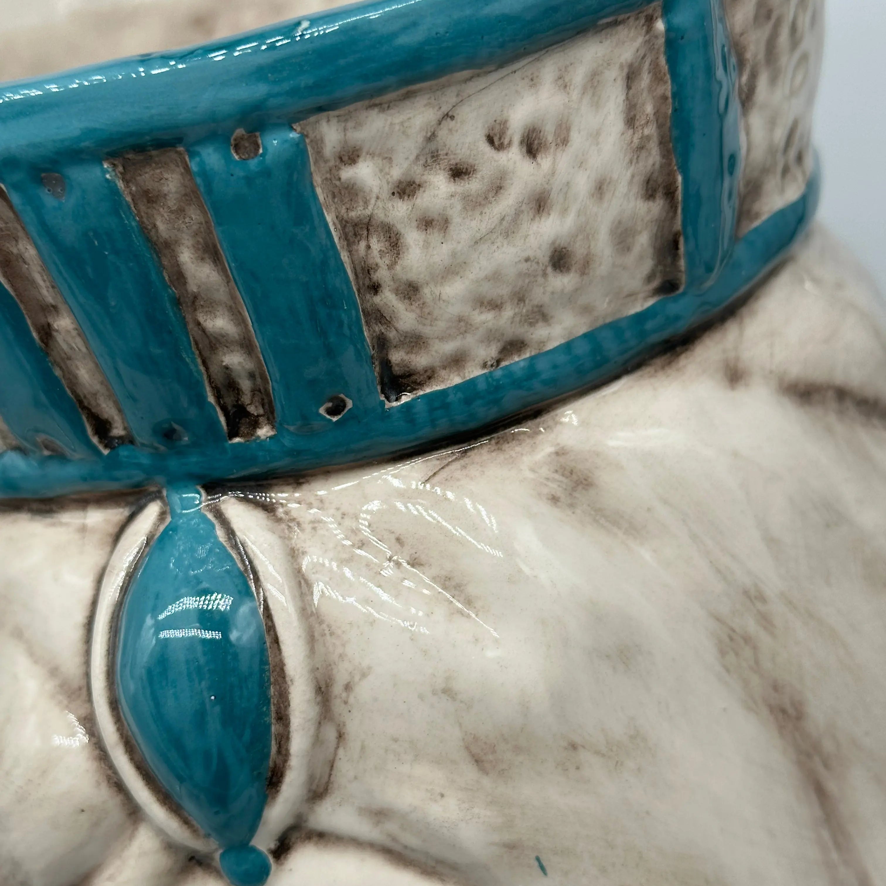 FINE SERIE - Testa di Moro Uomo Corona Retta Ceramica Caltagirone cm H.38 L.24 Artigianale dettagli Verde DD CERAMICHE SICILIANE