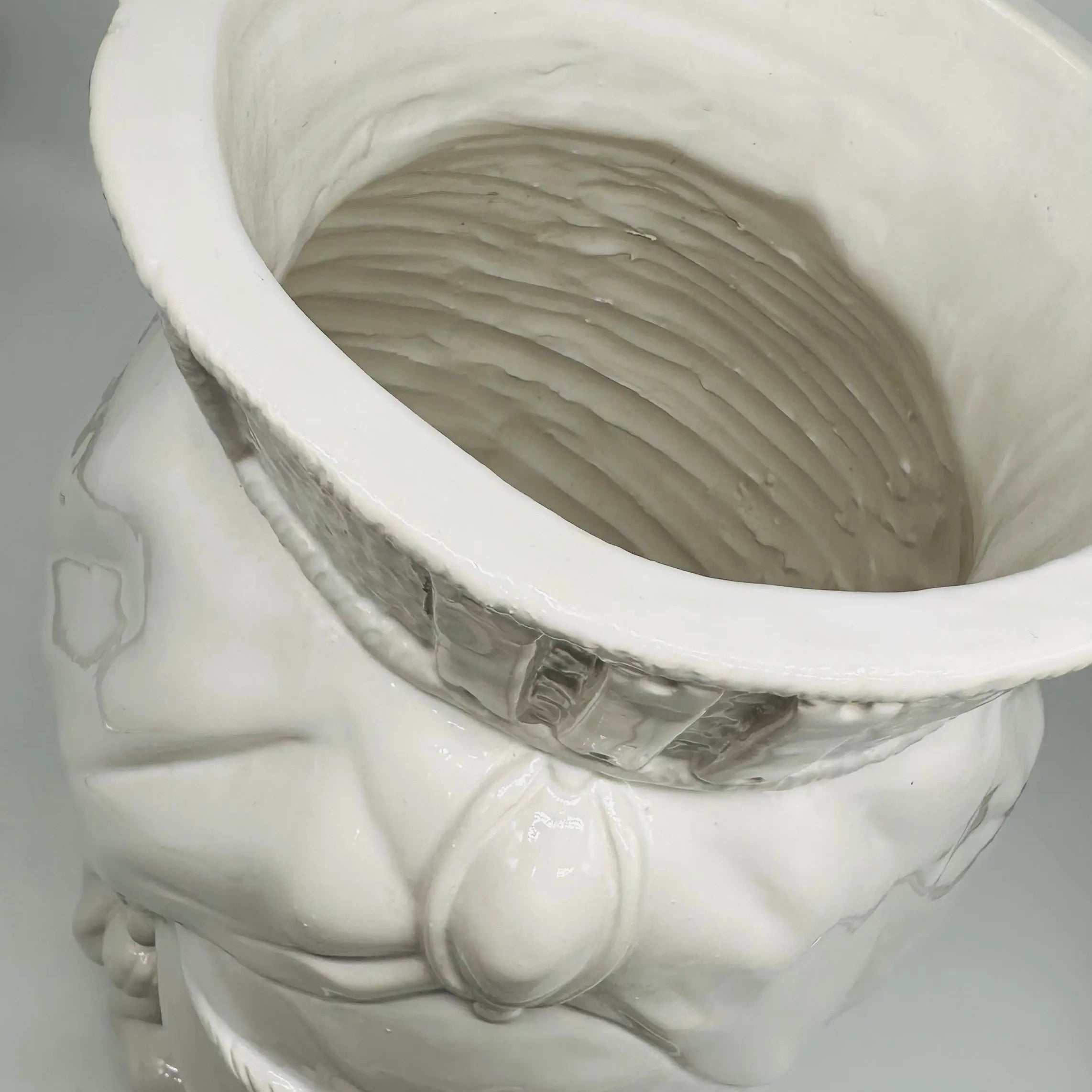 FINE SERIE - Testa di Moro Uomo Corona Retta Ceramica Caltagirone cm H.38 L.24 Artigianale Bianco DD CERAMICHE SICILIANE