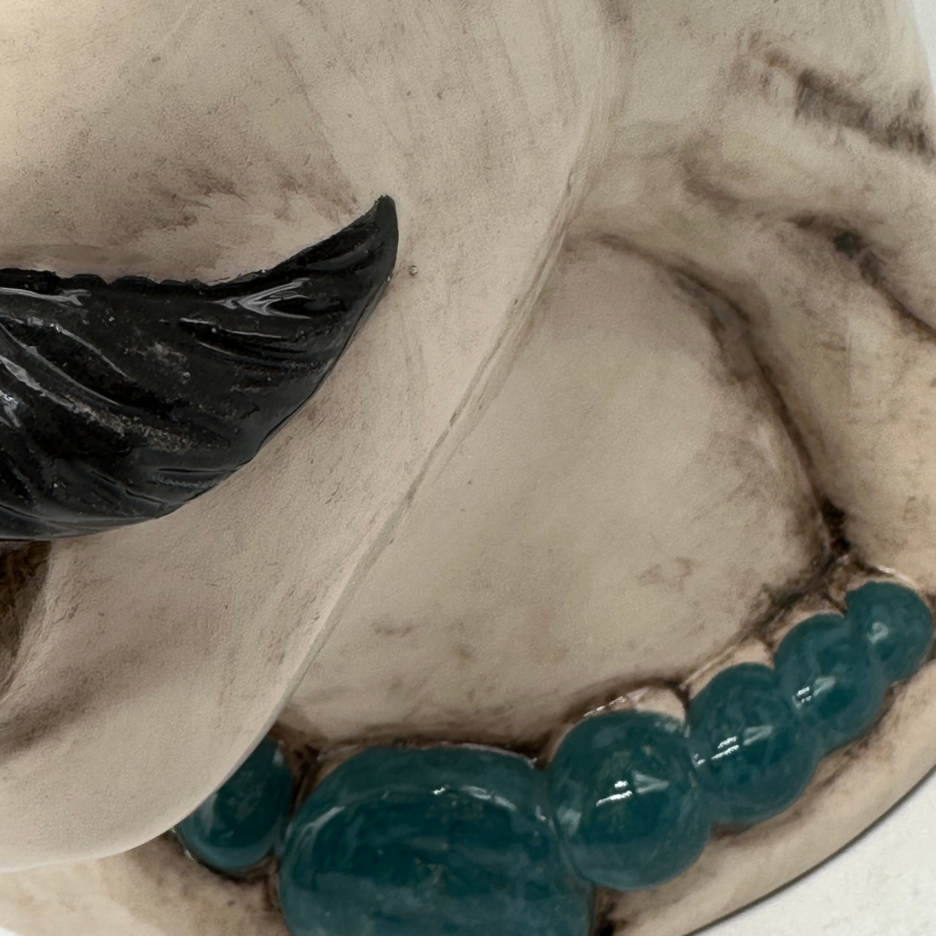 FINE SERIE - Testa di Moro Uomo Corona Retta Ceramica Caltagirone cm H.38 L.24 Artigianale dettagli Verde DD CERAMICHE SICILIANE