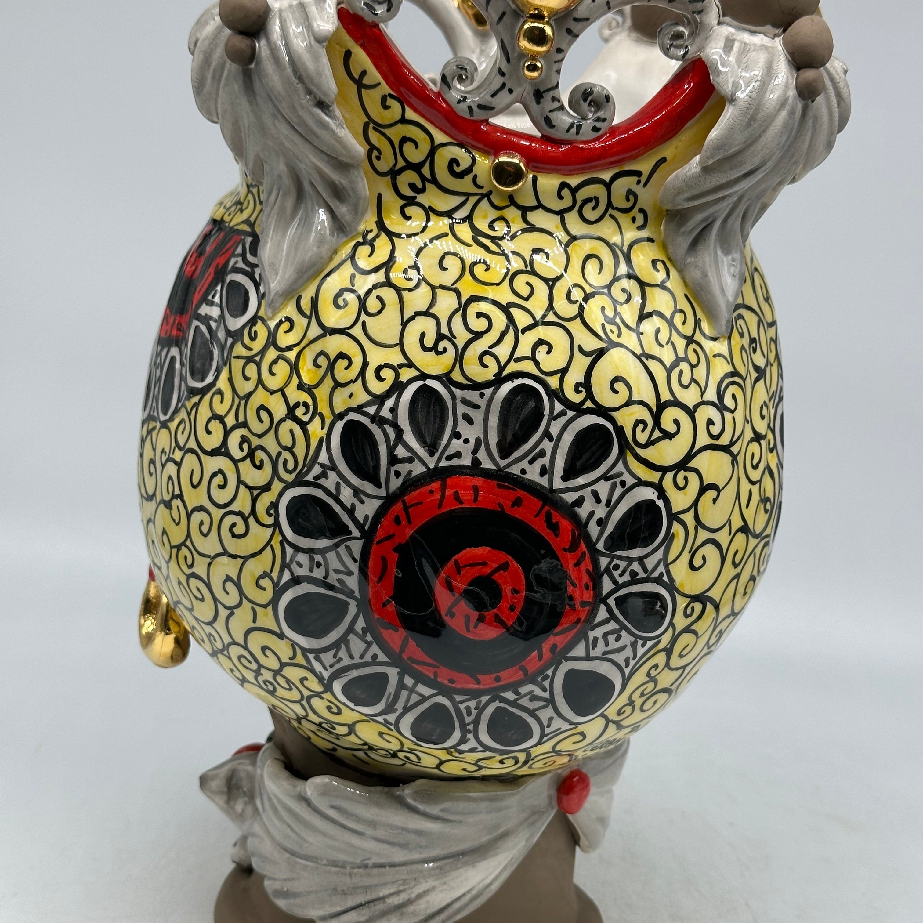 FINE SERIE - Teste di Moro Diana Ceramica Caltagirone cm H.30 L.20 Artigianale Écru Oro Sfere Fango - TESTE DI MORO