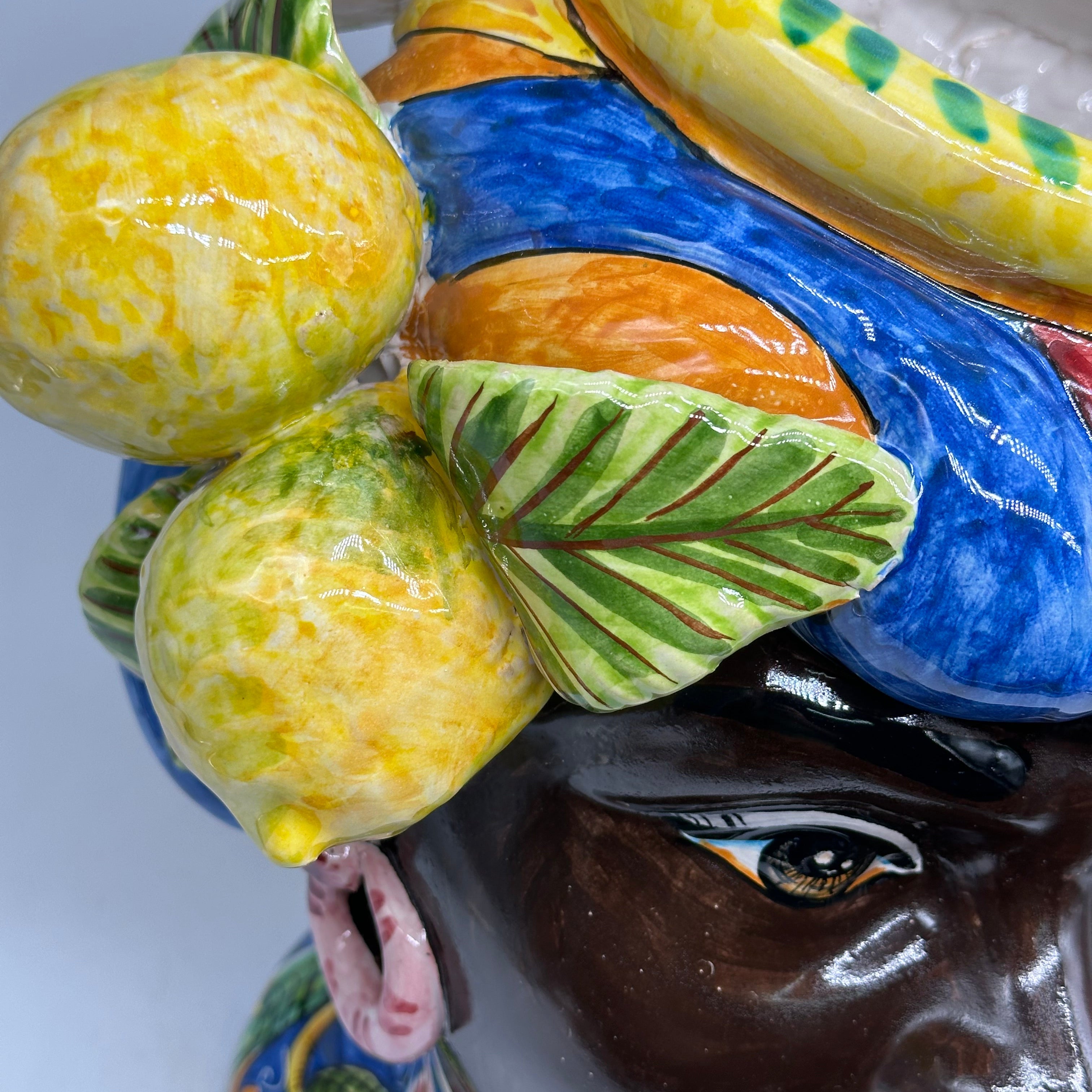 FINE SERIE - Teste di Moro Evergreen Ceramica Caltagirone cm H.36 L.35 Artigianale - TESTE DI MORO