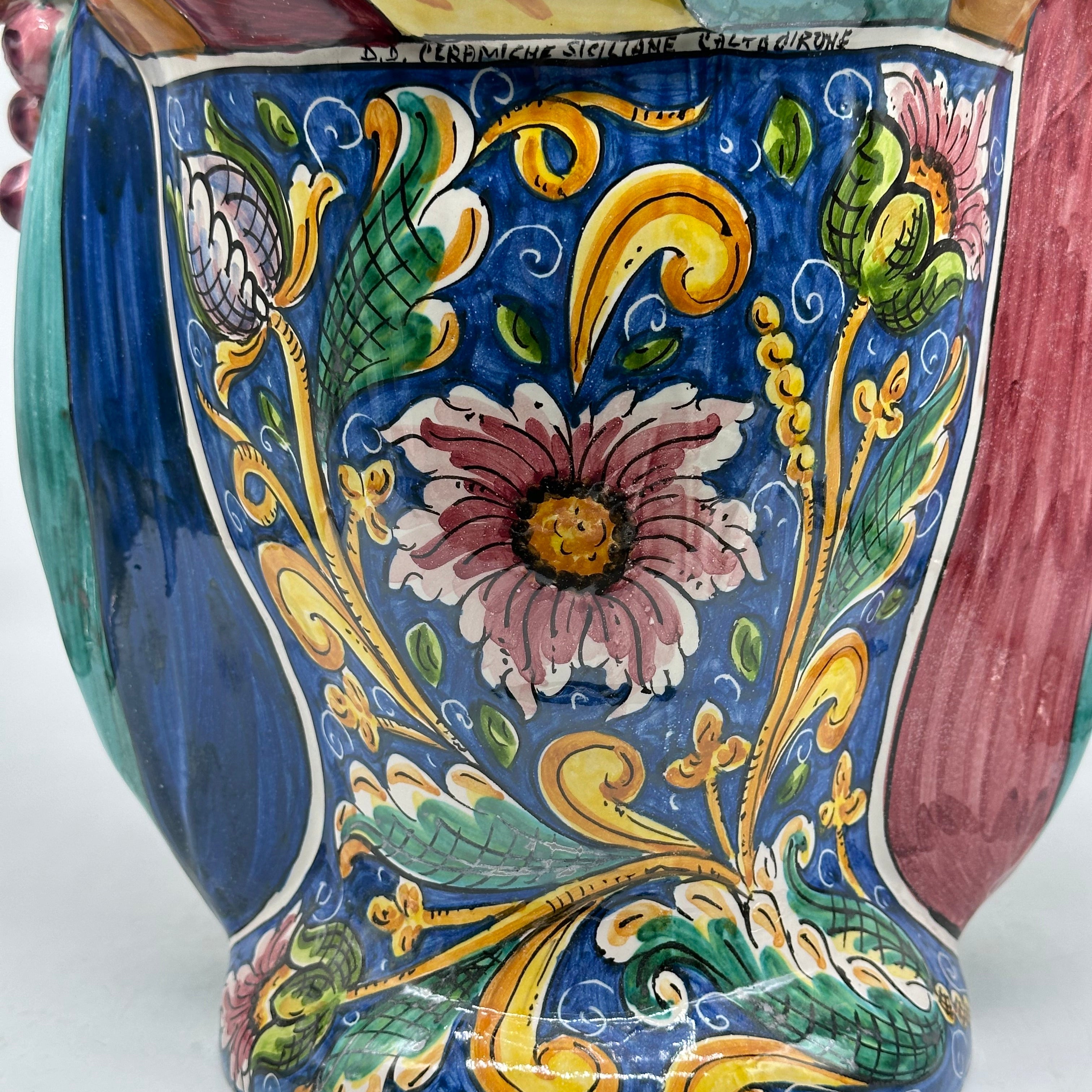 FINE SERIE - Teste di Moro Evergreen Ceramica Caltagirone cm H.36 L.35 Artigianale - TESTE DI MORO