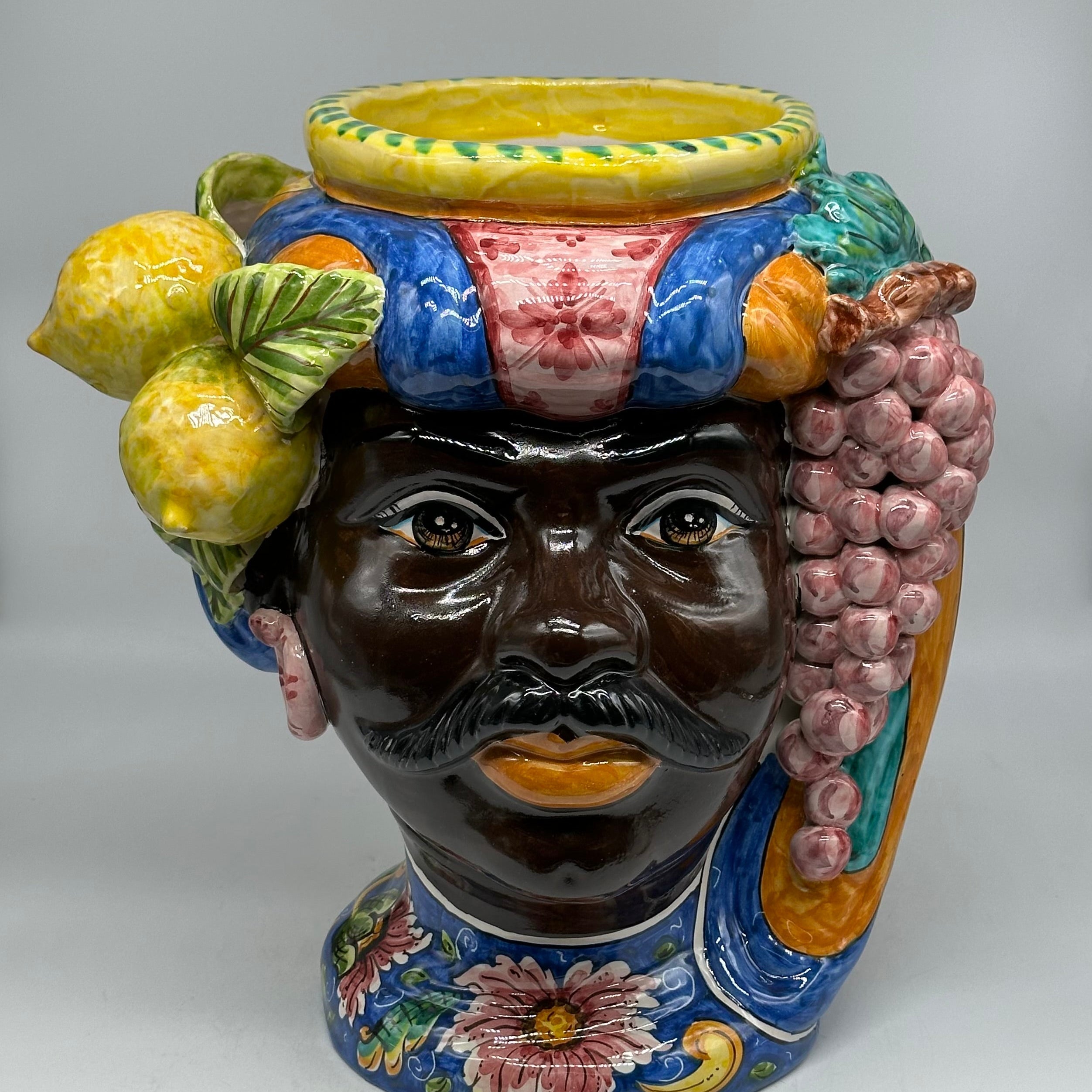 FINE SERIE - Teste di Moro Evergreen Ceramica Caltagirone cm H.36 L.35 Artigianale - Uomo - TESTE DI MORO