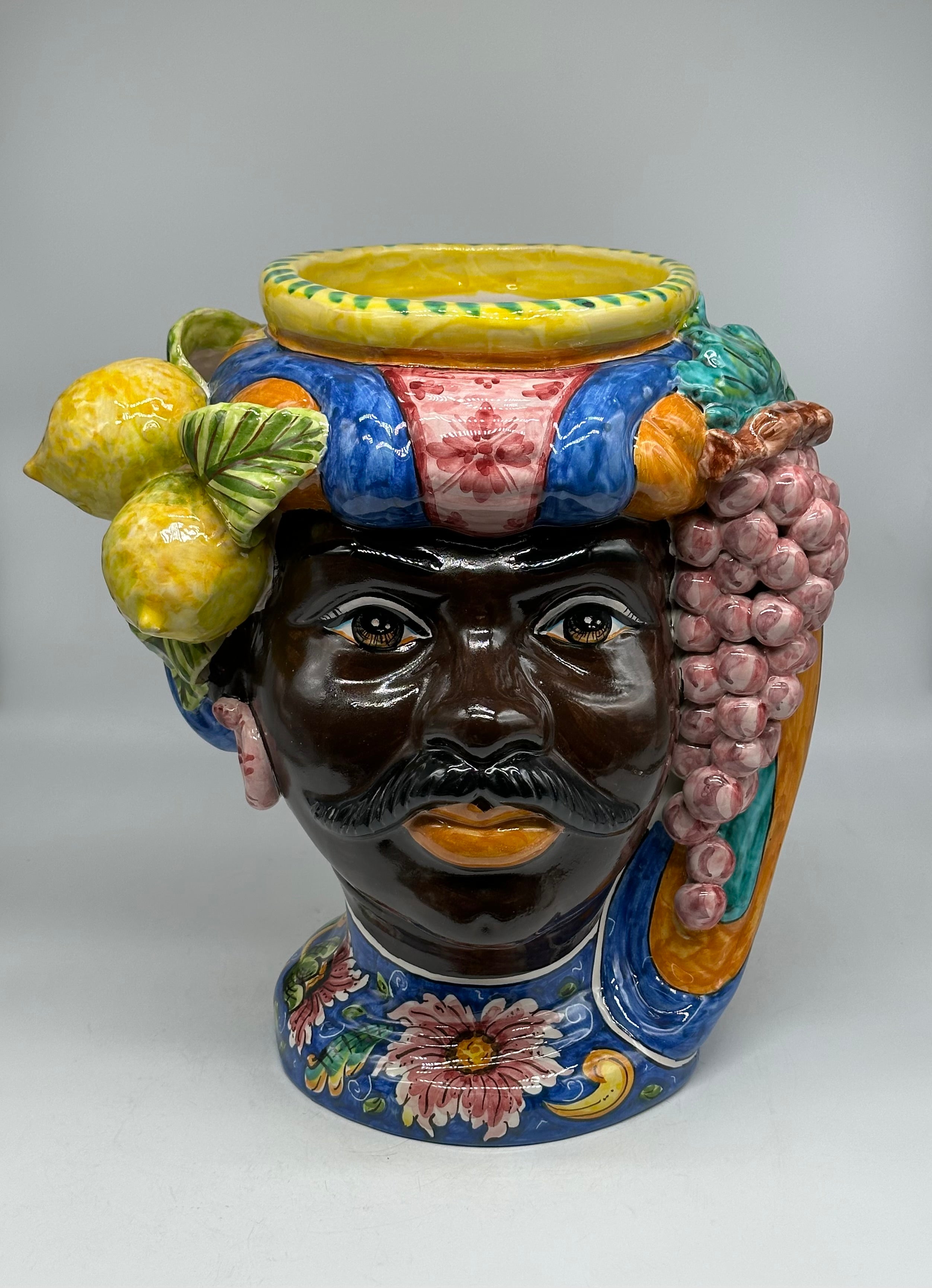 FINE SERIE - Teste di Moro Evergreen Ceramica Caltagirone cm H.36 L.35 Artigianale - Uomo - TESTE DI MORO