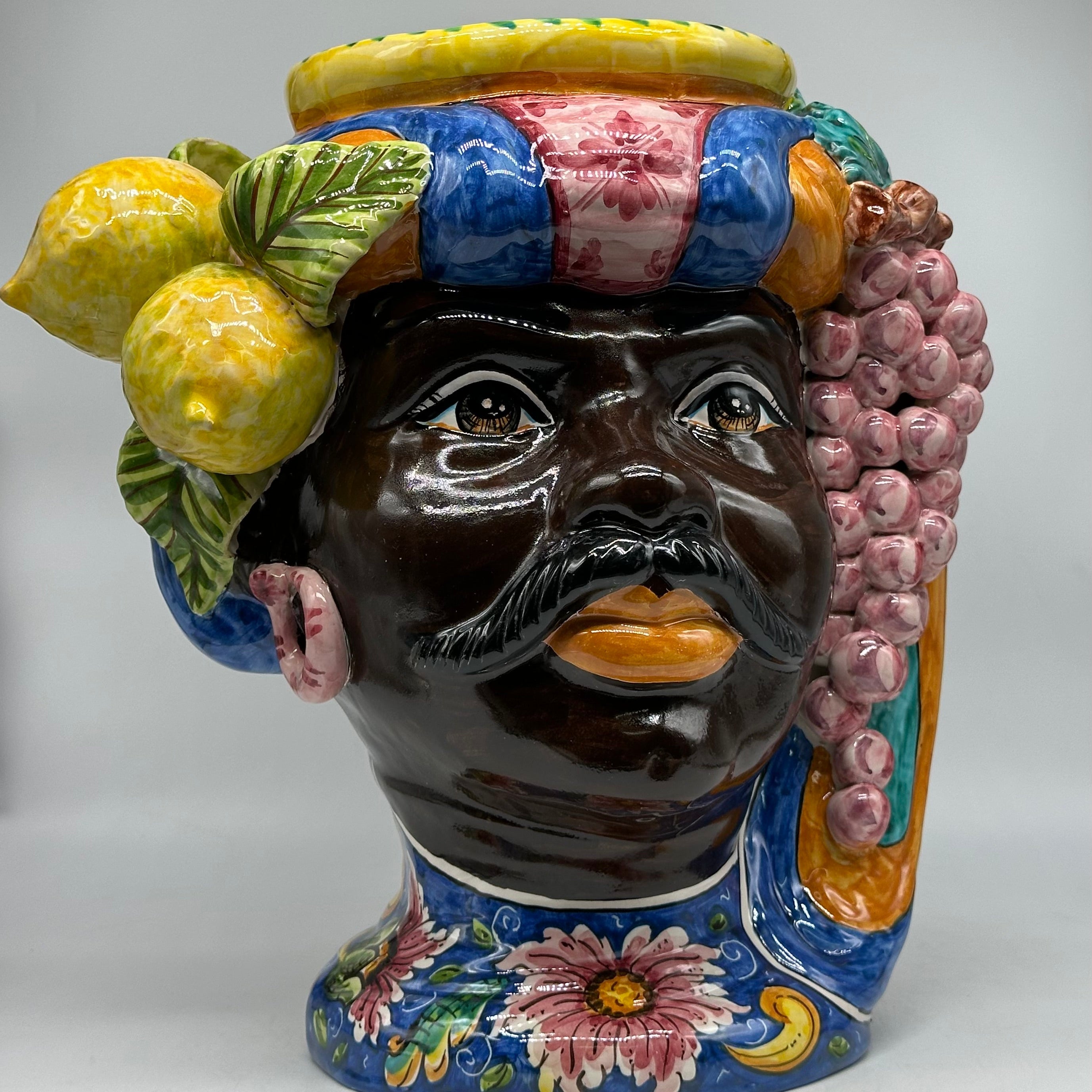 FINE SERIE - Teste di Moro Evergreen Ceramica Caltagirone cm H.36 L.35 Artigianale - TESTE DI MORO