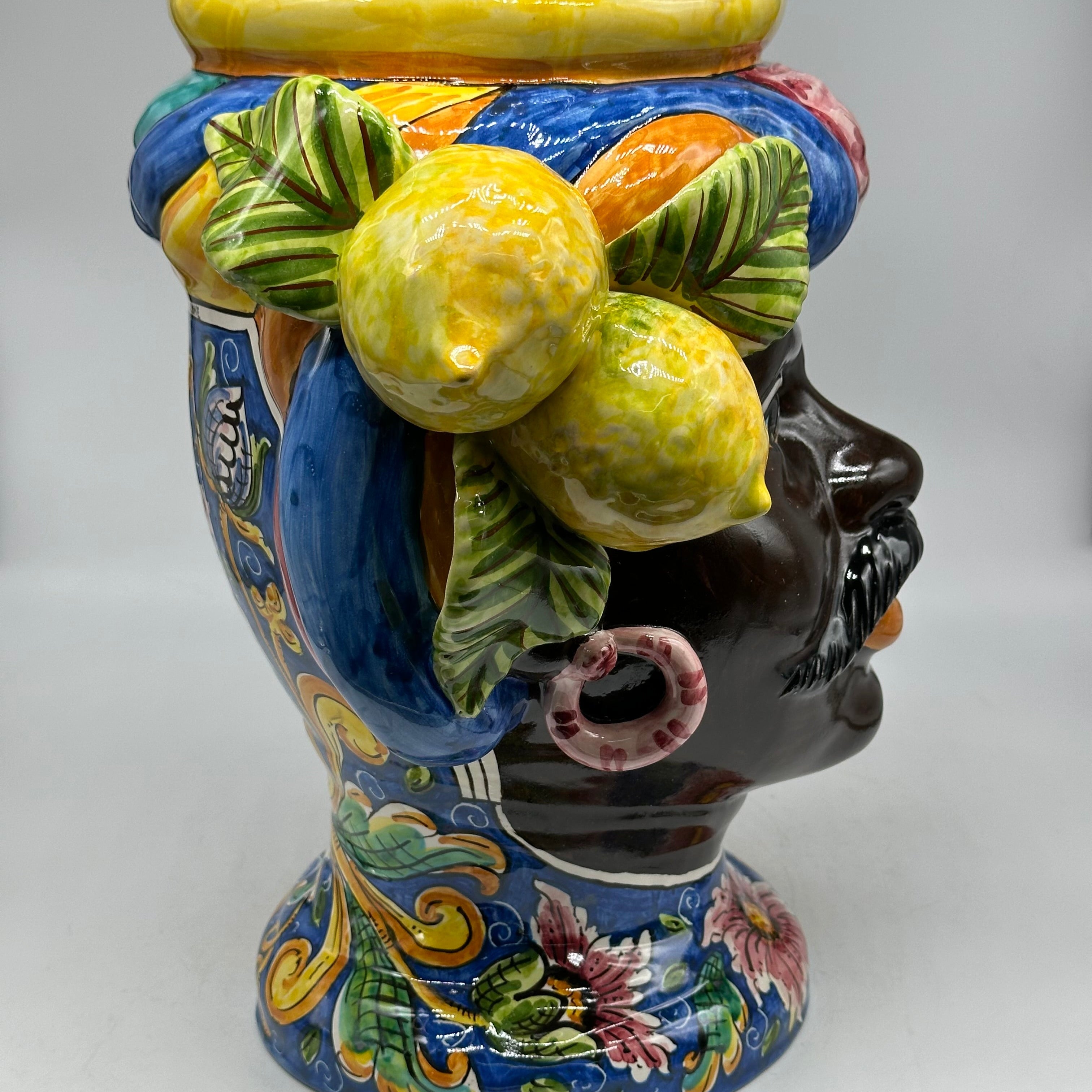 FINE SERIE - Teste di Moro Evergreen Ceramica Caltagirone cm H.36 L.35 Artigianale - TESTE DI MORO