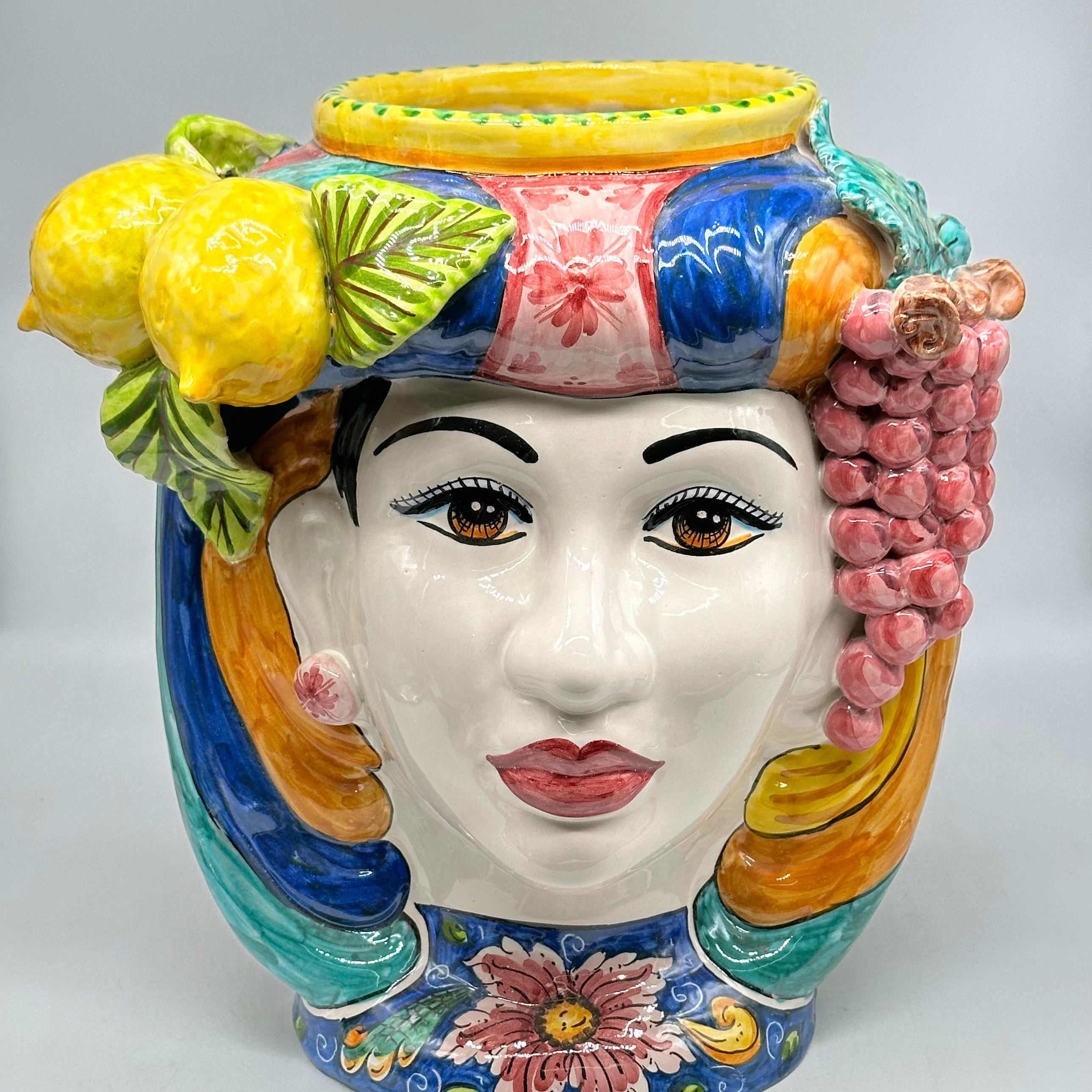 FINE SERIE - Teste di Moro Evergreen Ceramica Caltagirone cm H.36 L.35 Artigianale - Donna - TESTE DI MORO