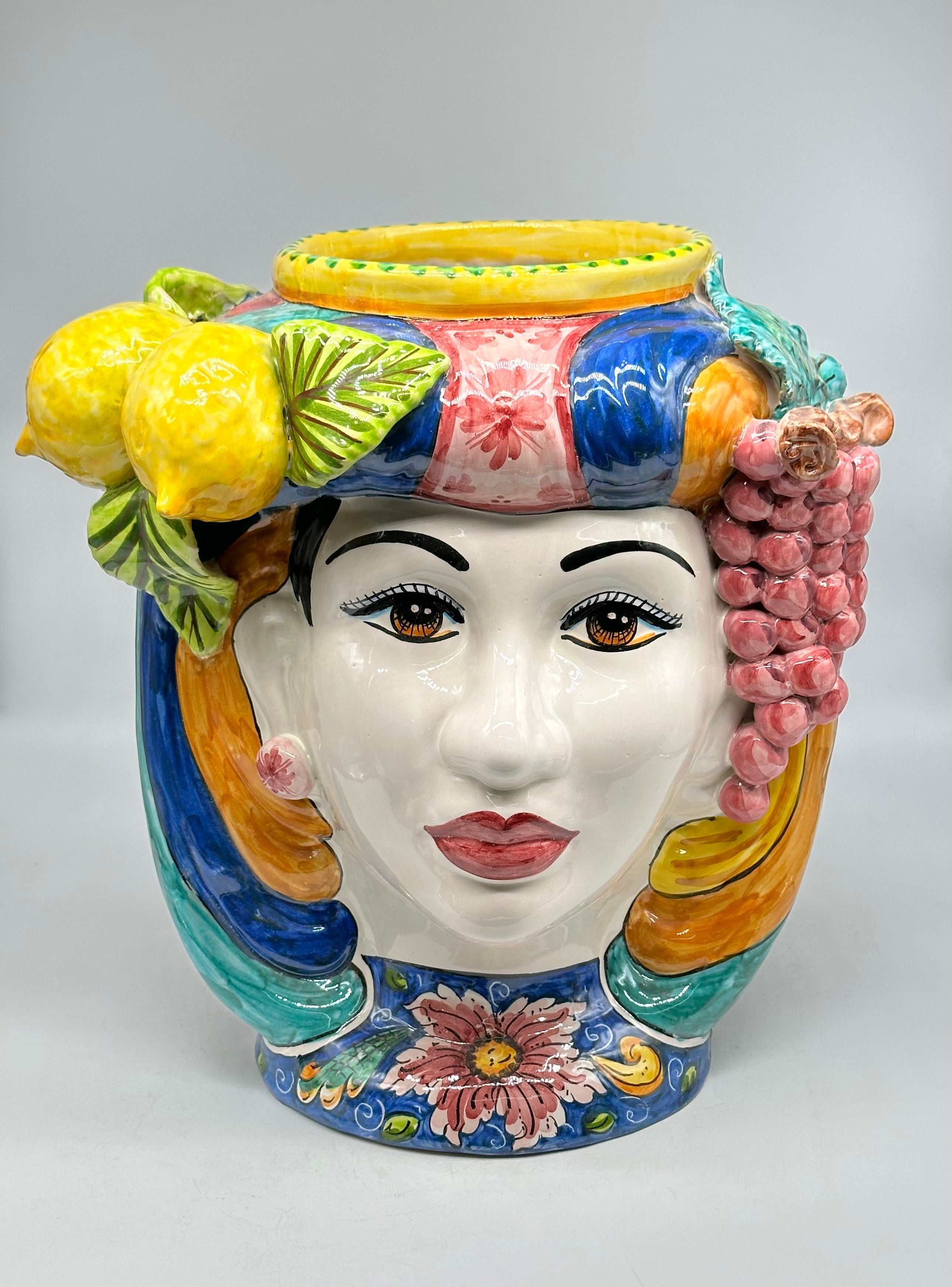 FINE SERIE - Teste di Moro Evergreen Ceramica Caltagirone cm H.36 L.35 Artigianale - Donna - TESTE DI MORO