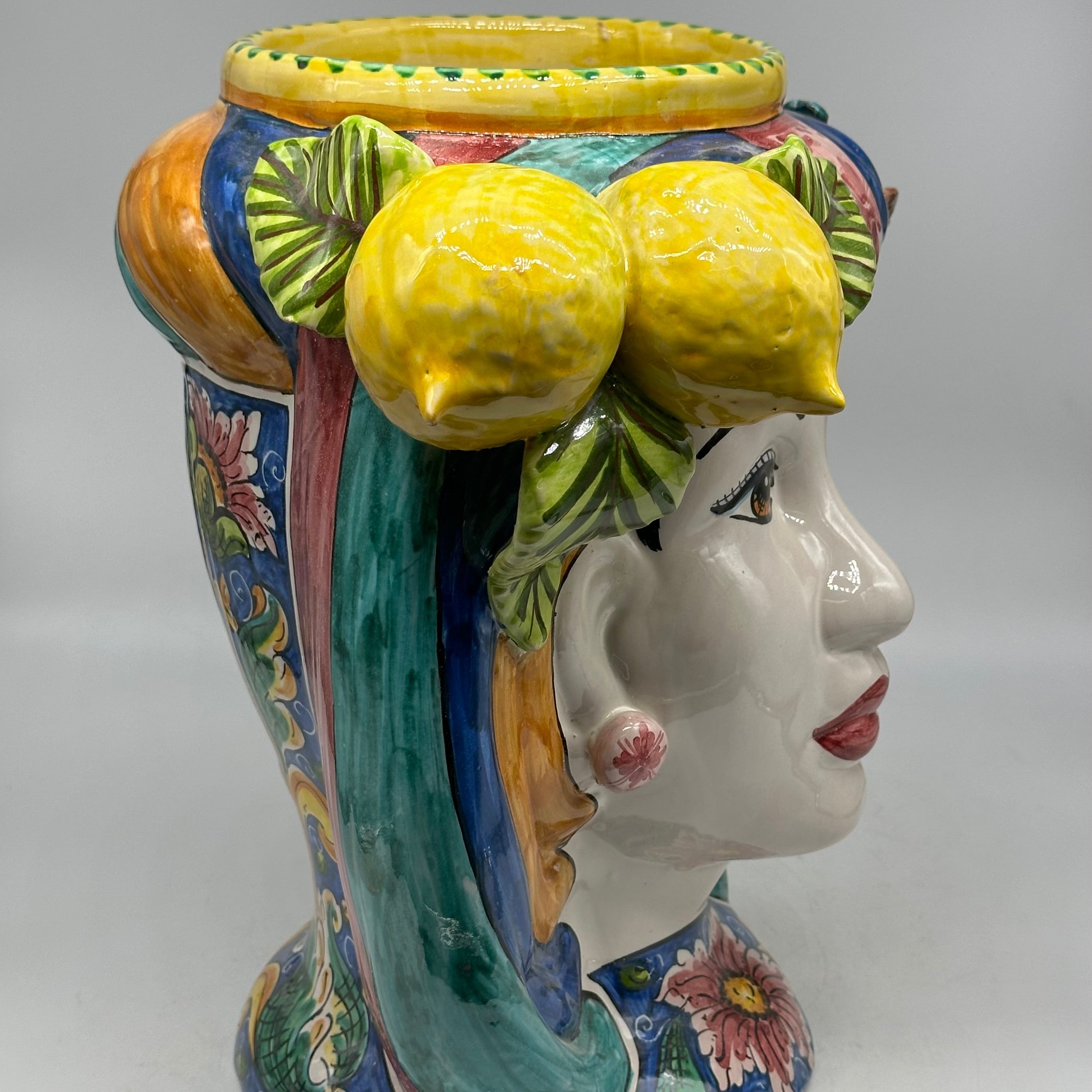 FINE SERIE - Teste di Moro Evergreen Ceramica Caltagirone cm H.36 L.35 Artigianale - TESTE DI MORO