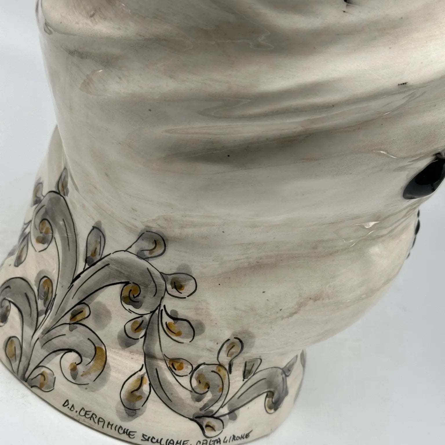 FINE SERIE - Teste di Moro Saturno Ceramica Caltagirone cm H.37 L.22 Artigianale Barocco Ocra Nero - TESTA DI MORO