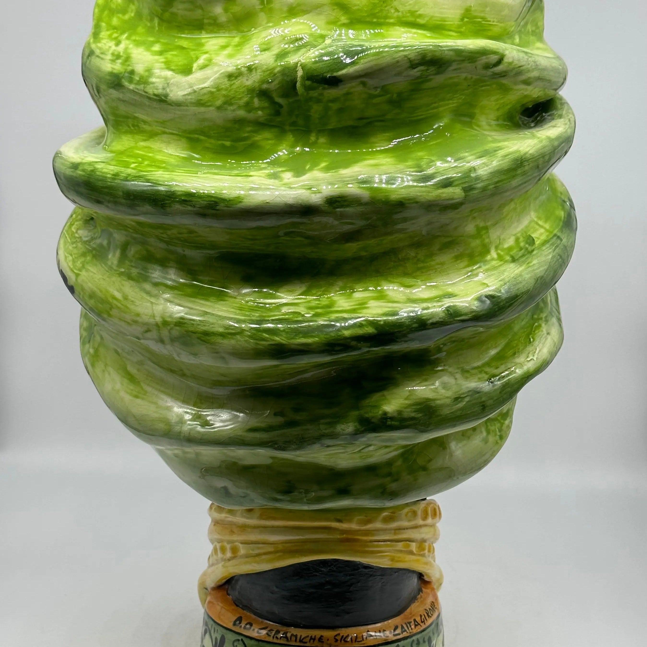 FINE SERIE - Teste di Moro Zeus Ceramica Caltagirone cm H.45 L.28 Artigianale Verde Nero DD CERAMICHE SICILIANE