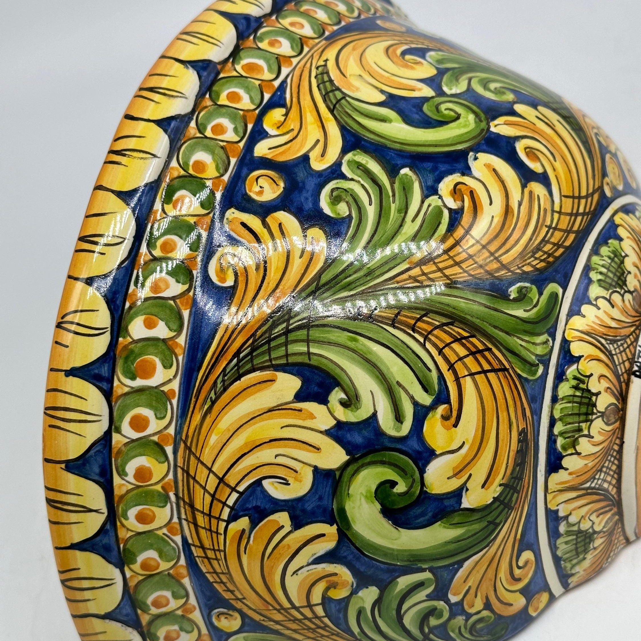 Gerla Fioriera da Muro cm H.28 L.15 Ceramica Caltagirone decorata a mano V.2