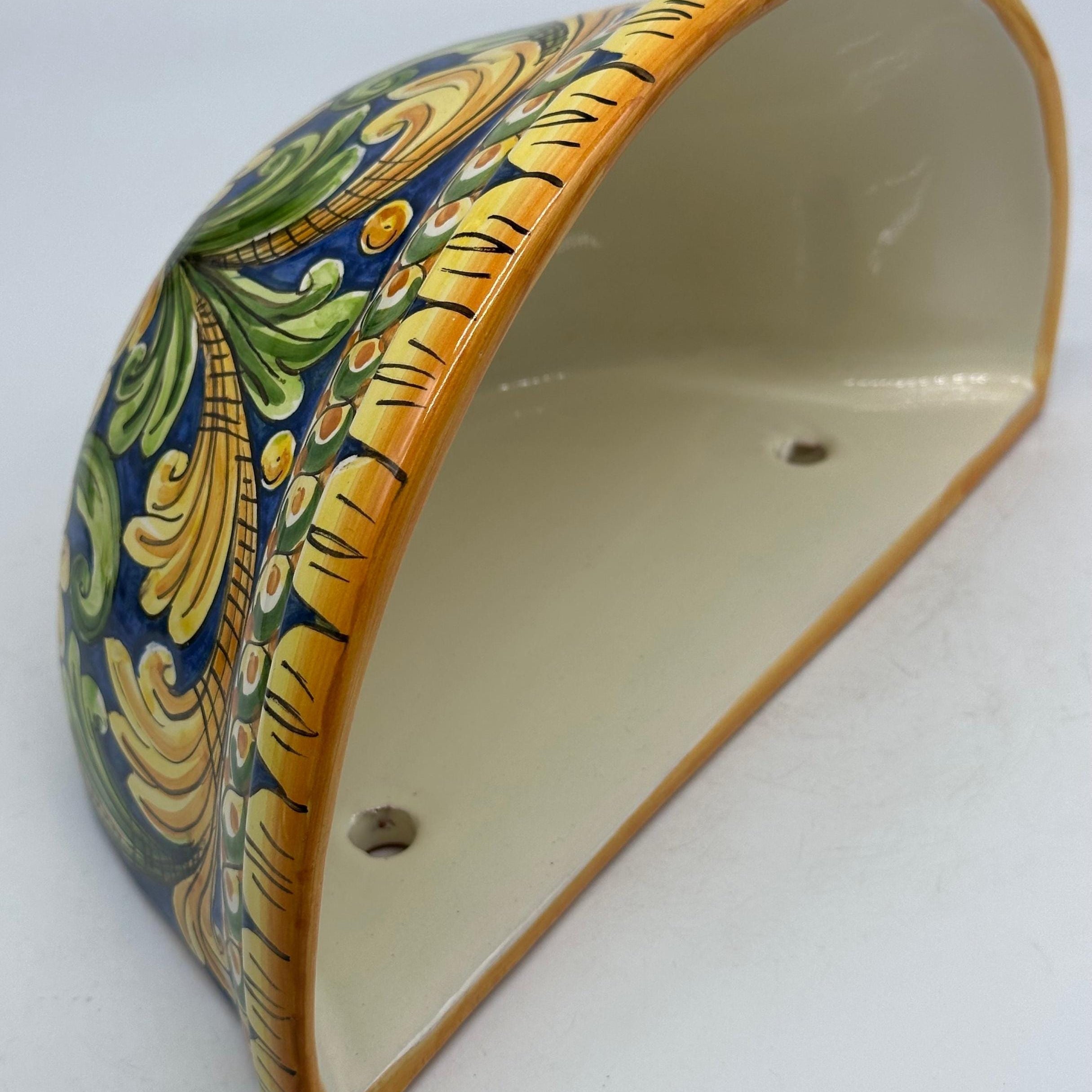 Gerla Fioriera da Muro cm H.28 L.15 Ceramica Caltagirone decorata a mano V.2