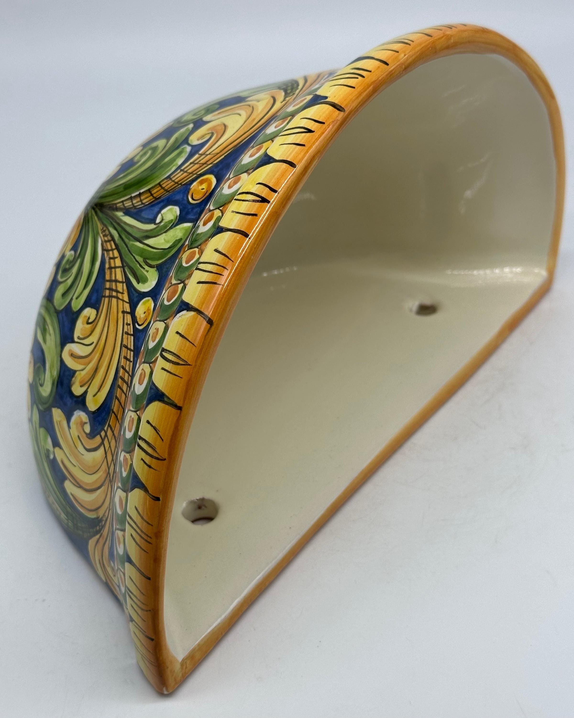 Gerla Fioriera da Muro cm H.28 L.15 Ceramica Caltagirone decorata a mano V.2