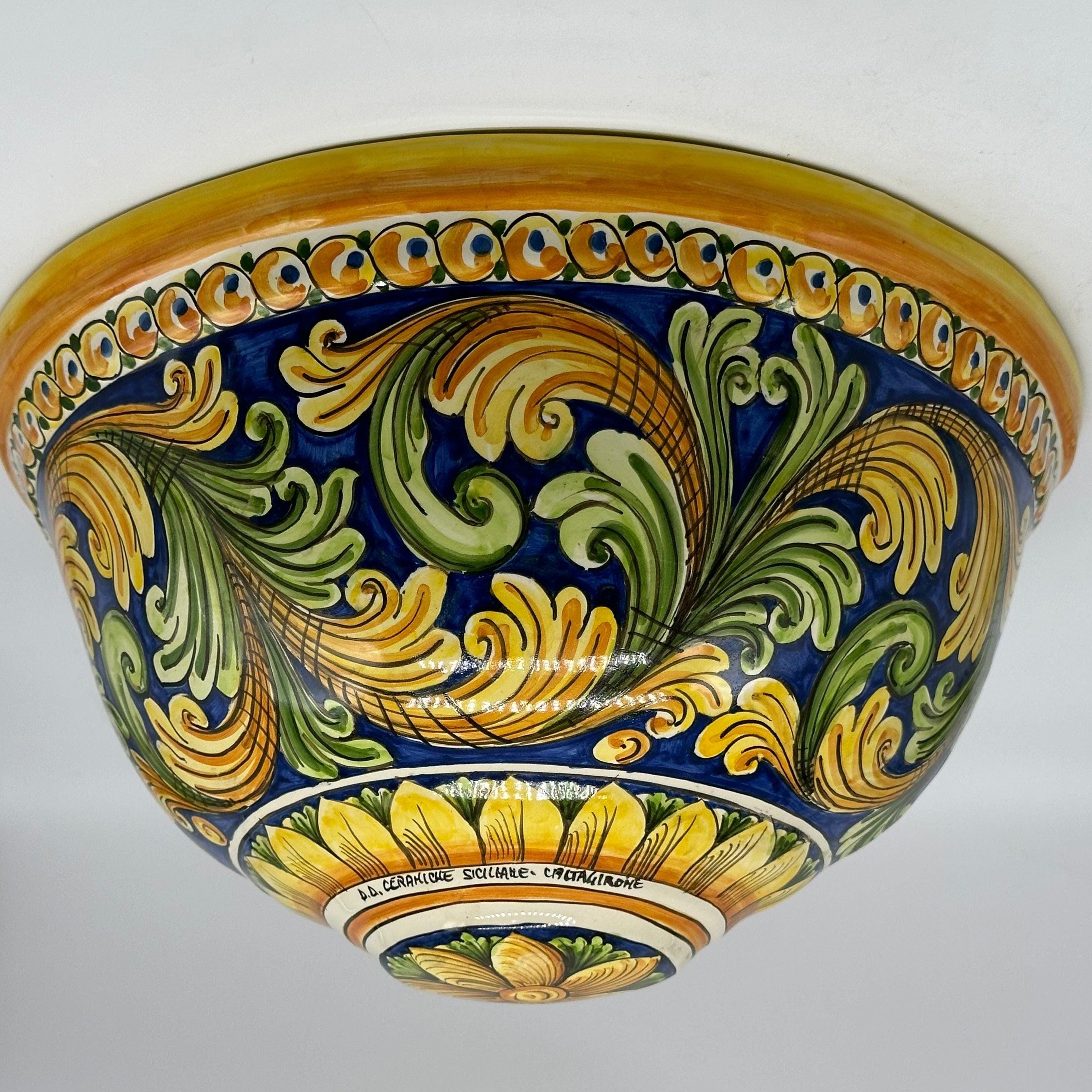Gerla Fioriera da Muro cm H.32 L.20 Ceramica Caltagirone decorata a mano V.3