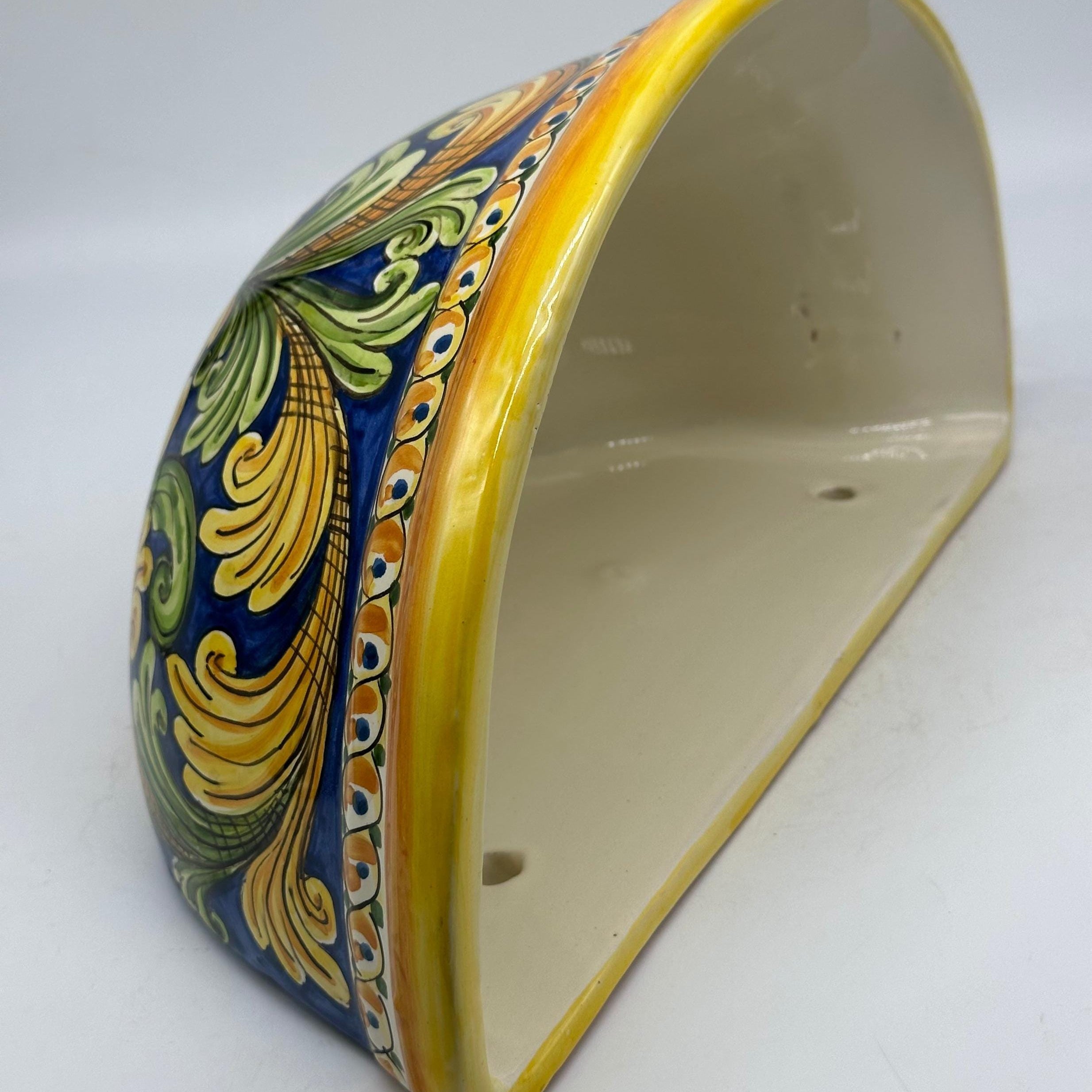 Gerla Fioriera da Muro cm H.32 L.20 Ceramica Caltagirone decorata a mano V.3