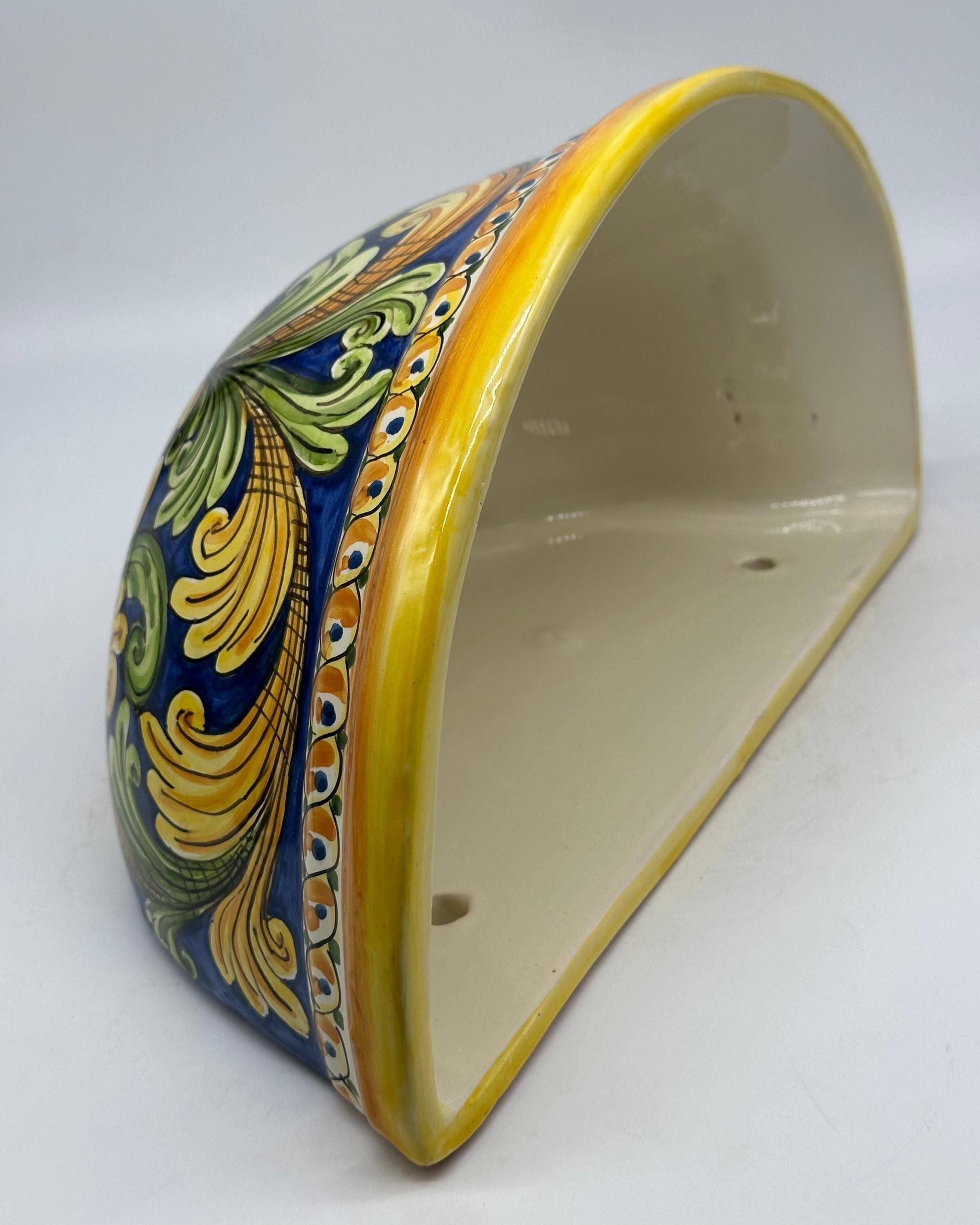 Gerla Fioriera da Muro cm H.32 L.20 Ceramica Caltagirone decorata a mano V.3