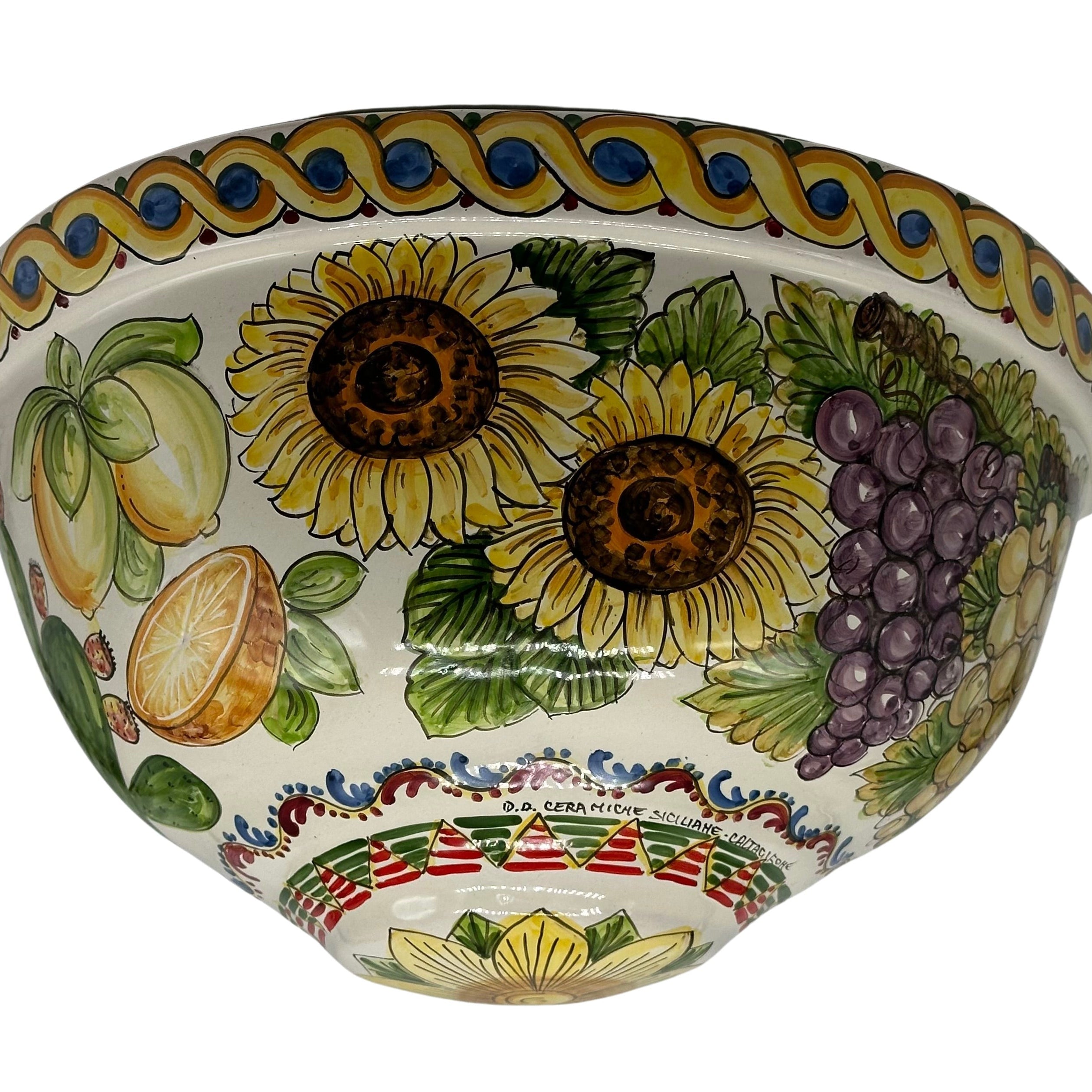 Gerla Fioriera da Muro cm H.32 L.20 Ceramica Caltagirone decorata a mano V.1 - MADE IN SICILY