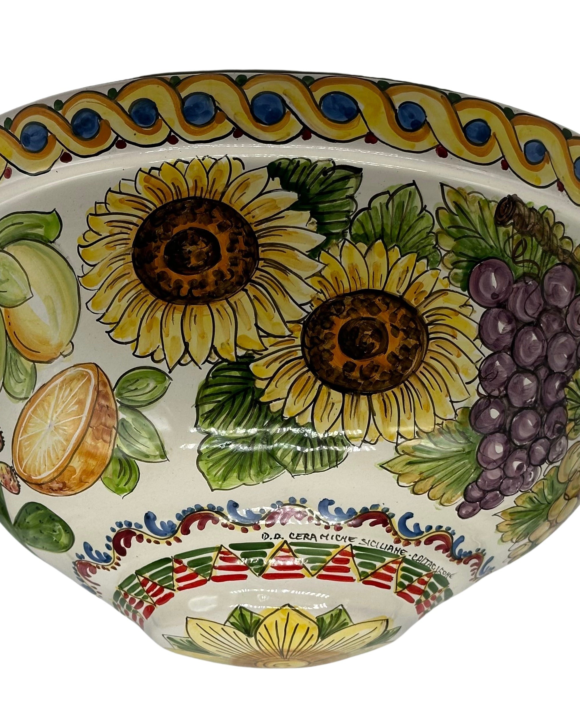 Gerla Fioriera da Muro cm H.32 L.20 Ceramica Caltagirone decorata a mano V.1 - MADE IN SICILY