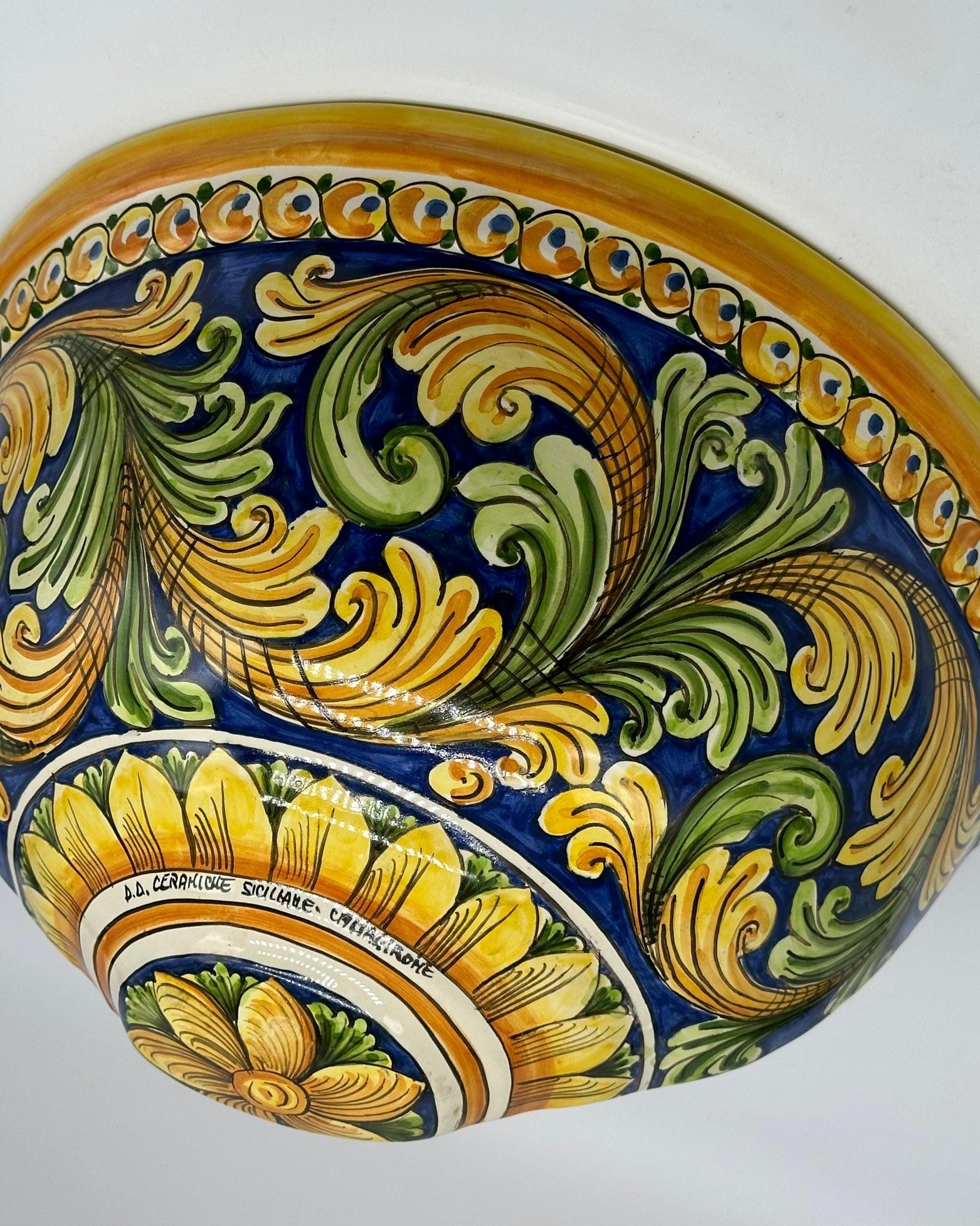 Gerla Fioriera da Muro cm H.32 L.20 Ceramica Caltagirone decorata a mano V.3