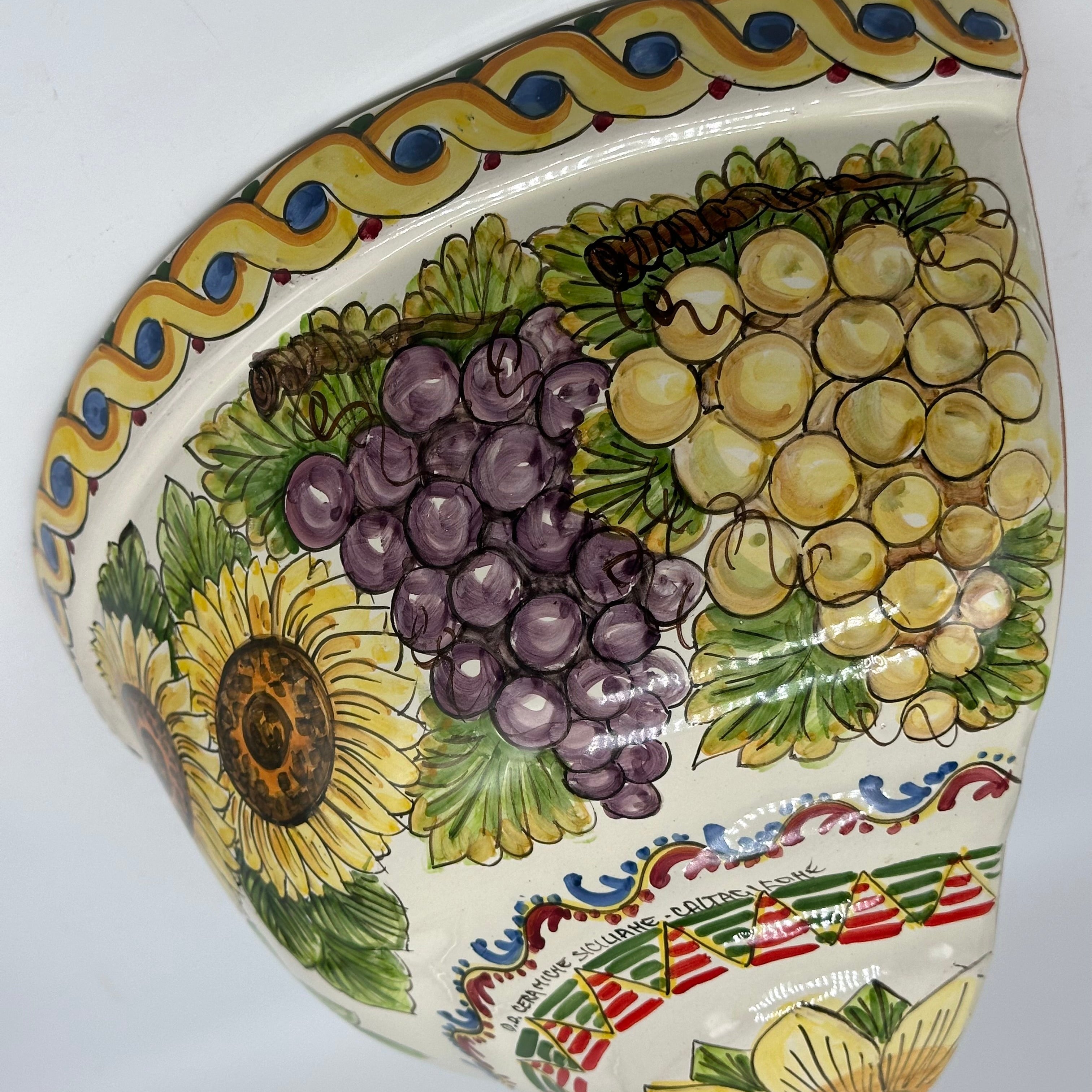 Gerla Fioriera da Muro cm H.32 L.20 Ceramica Caltagirone decorata a mano V.1 - MADE IN SICILY