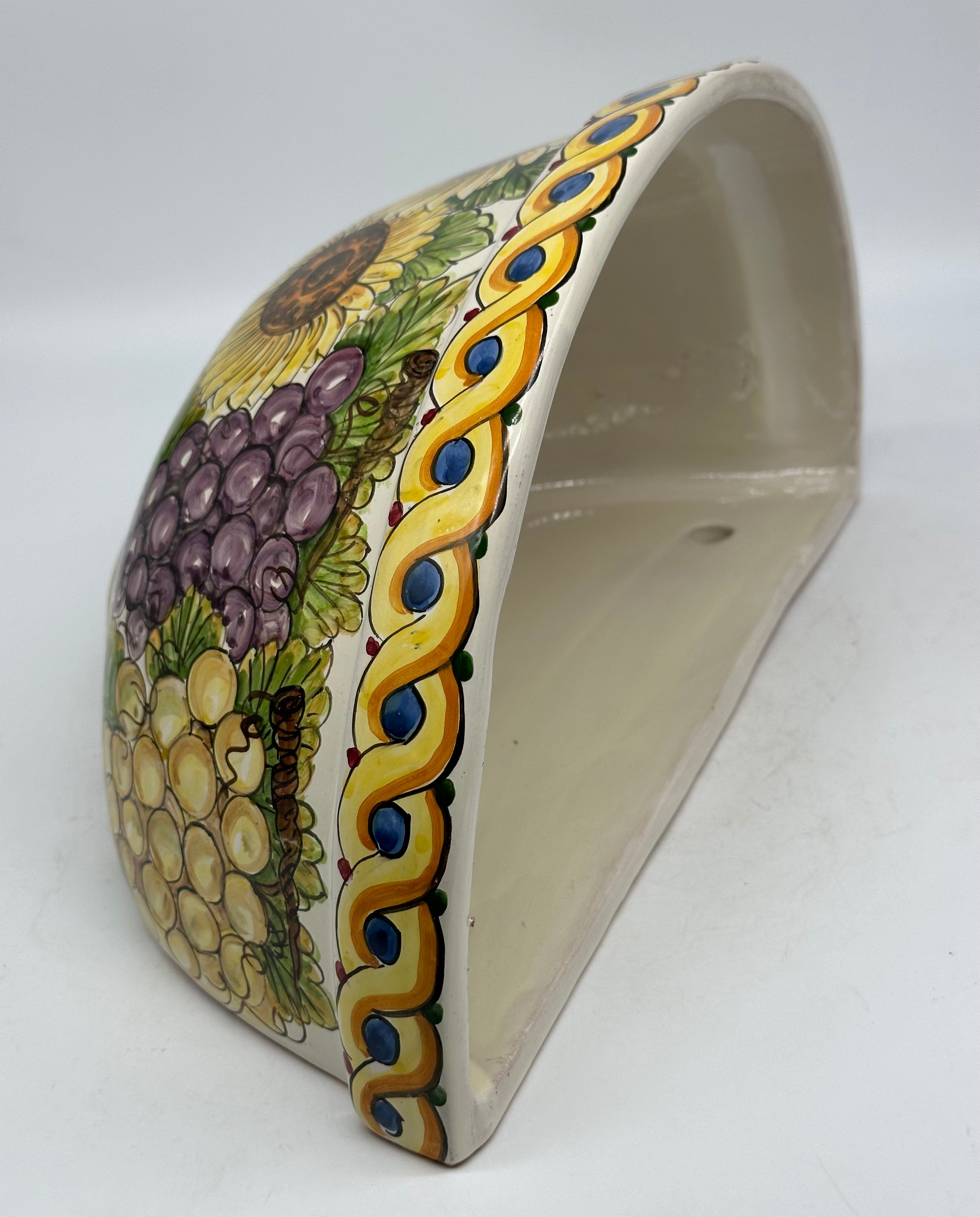 Gerla Fioriera da Muro cm H.32 L.20 Ceramica Caltagirone decorata a mano V.1 - MADE IN SICILY