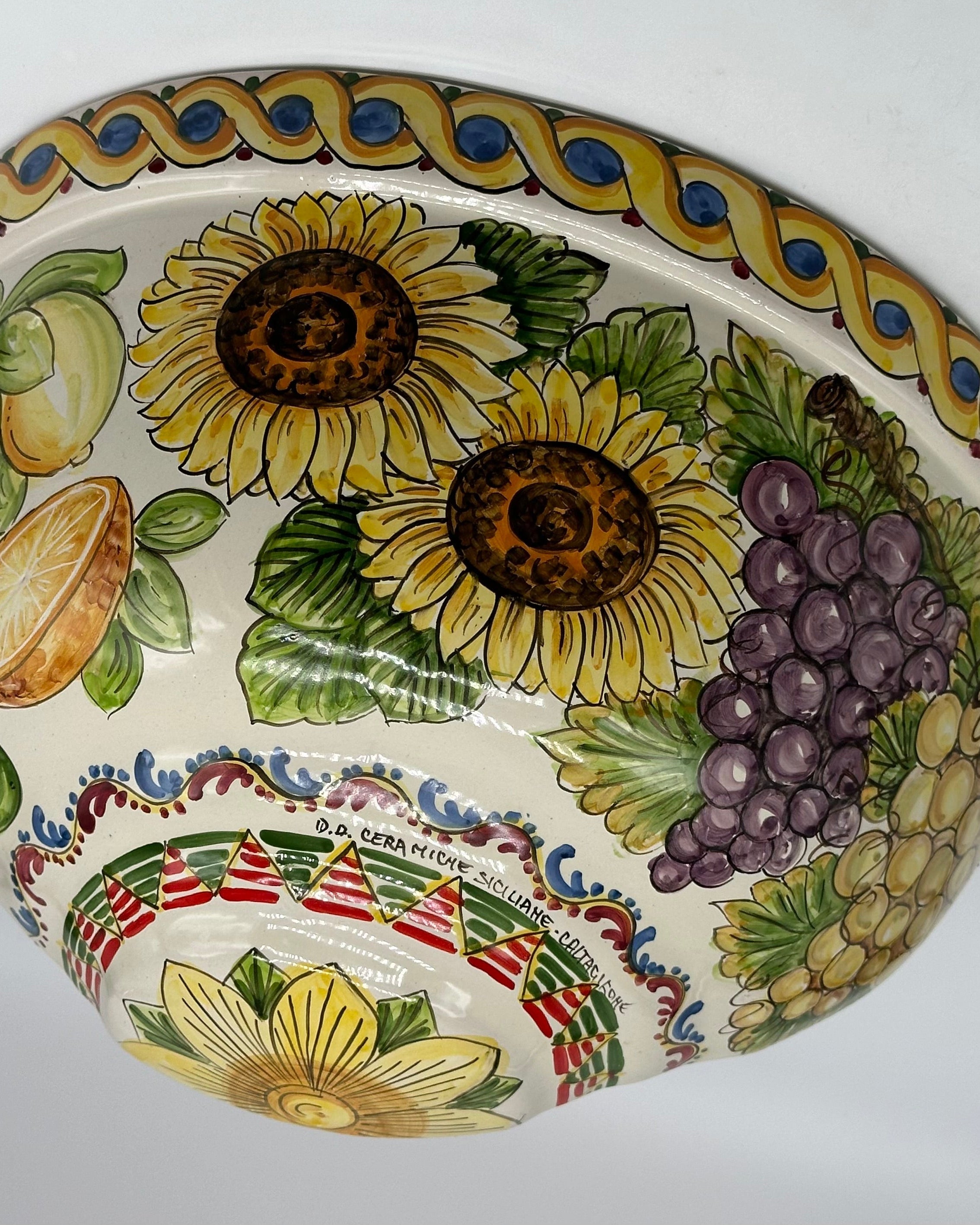 Gerla Fioriera da Muro cm H.32 L.20 Ceramica Caltagirone decorata a mano V.1 - MADE IN SICILY