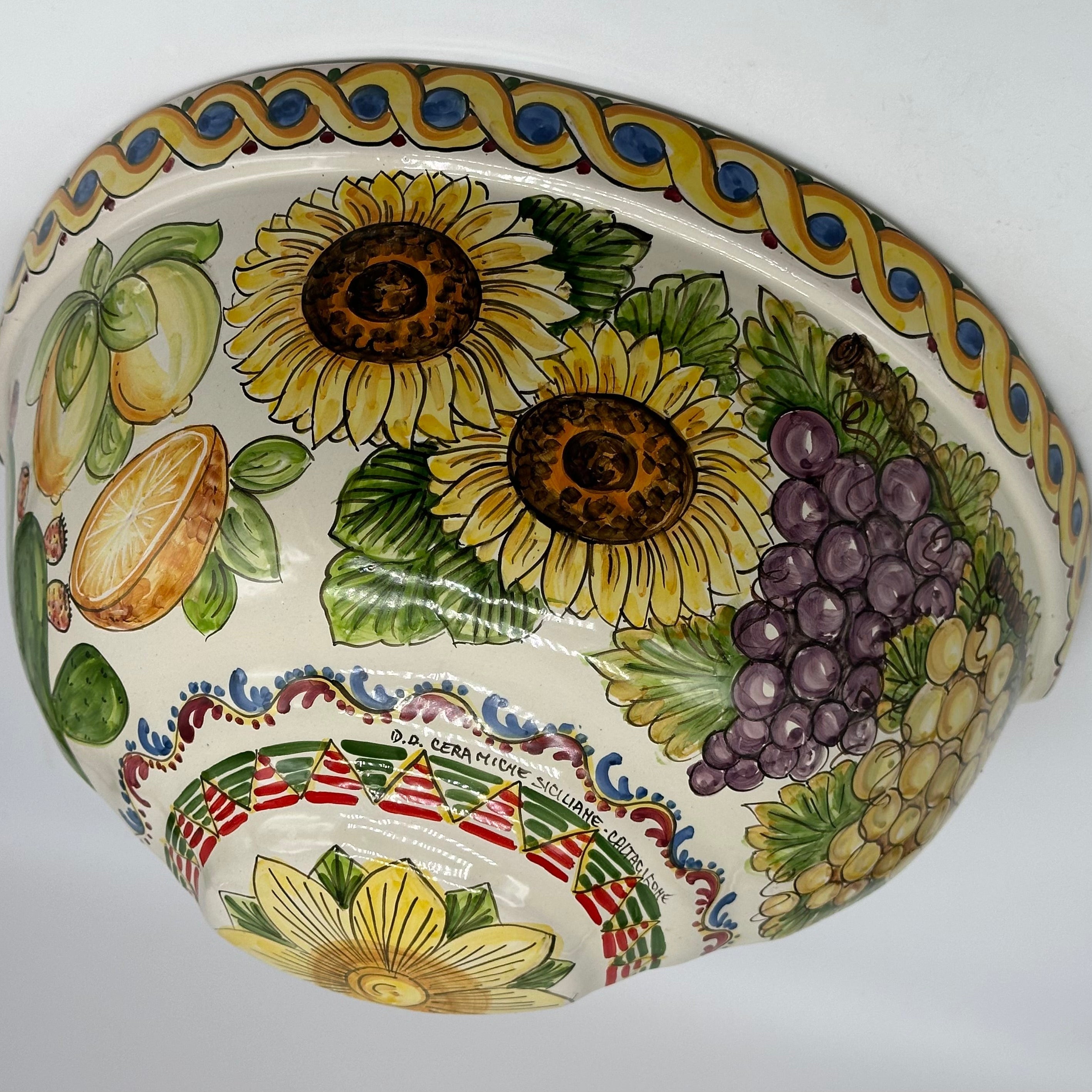Gerla Fioriera da Muro cm H.32 L.20 Ceramica Caltagirone decorata a mano V.1 - MADE IN SICILY