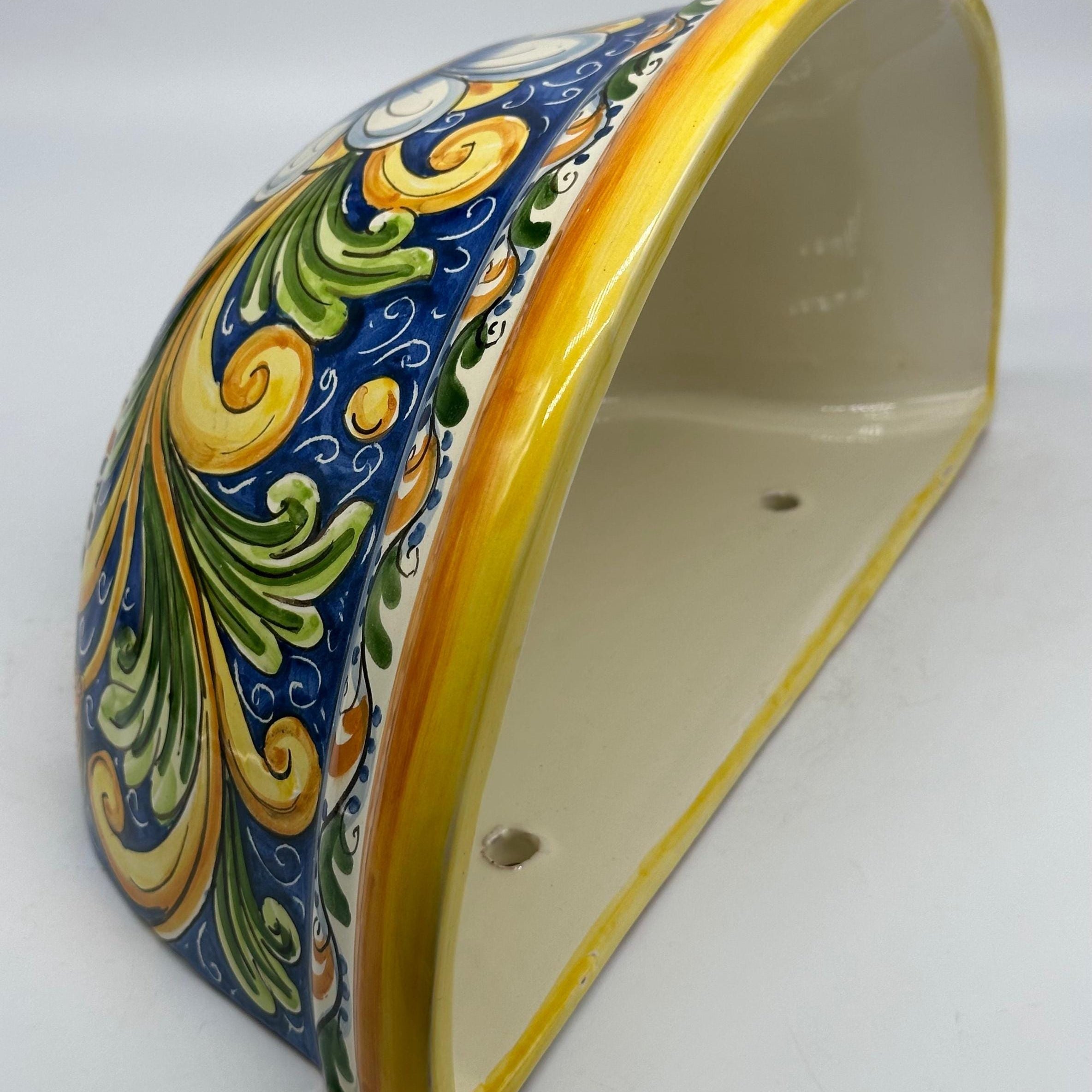 Gerla Fioriera da Muro cm H.32 L.20 Ceramica Caltagirone decorata a mano V.2