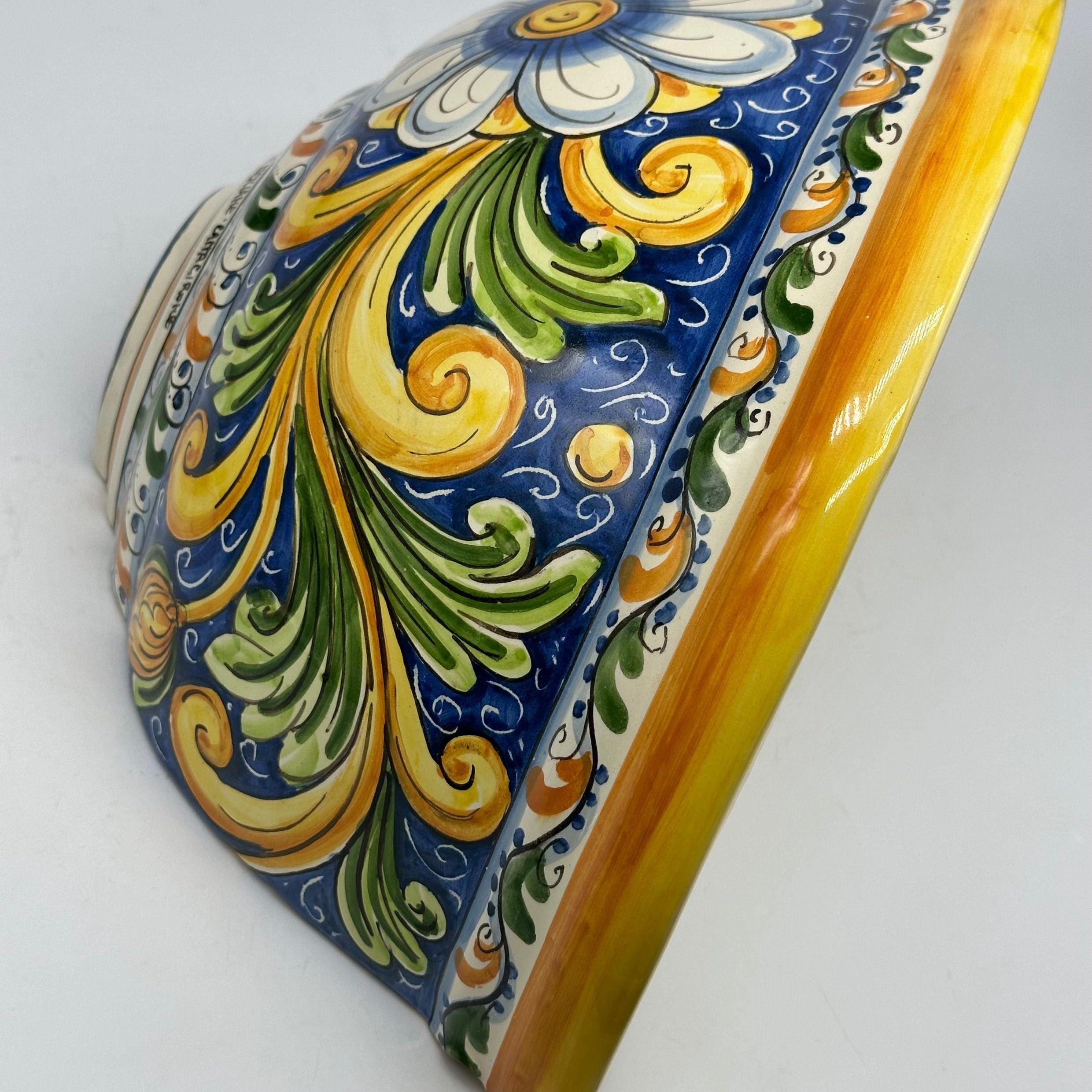 Gerla Fioriera da Muro cm H.32 L.20 Ceramica Caltagirone decorata a mano V.2