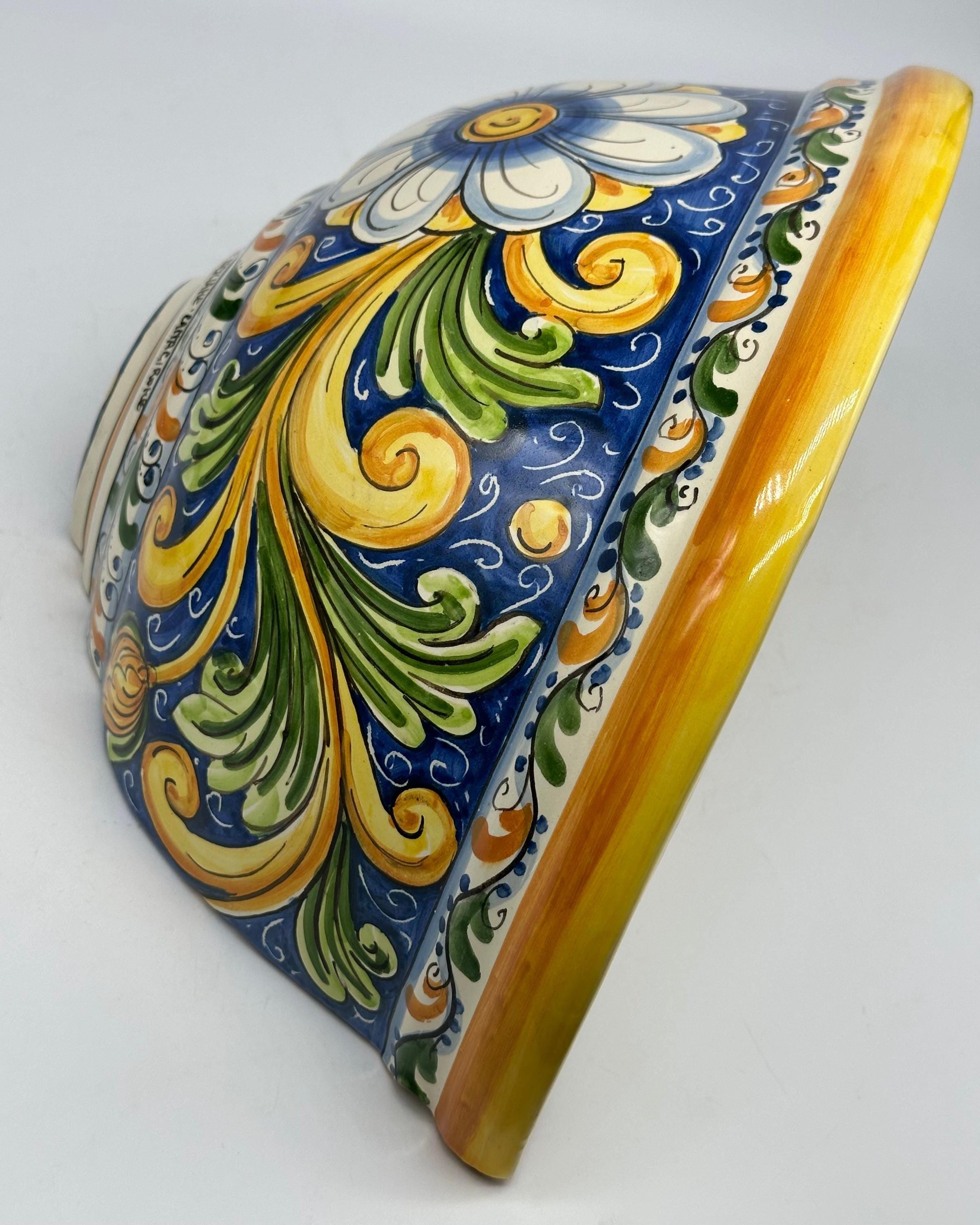 Gerla Fioriera da Muro cm H.32 L.20 Ceramica Caltagirone decorata a mano V.2