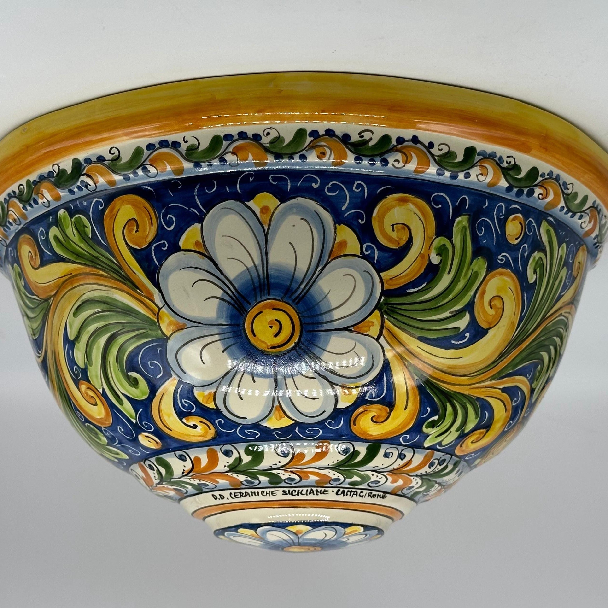 Gerla Fioriera da Muro cm H.32 L.20 Ceramica Caltagirone decorata a mano V.2