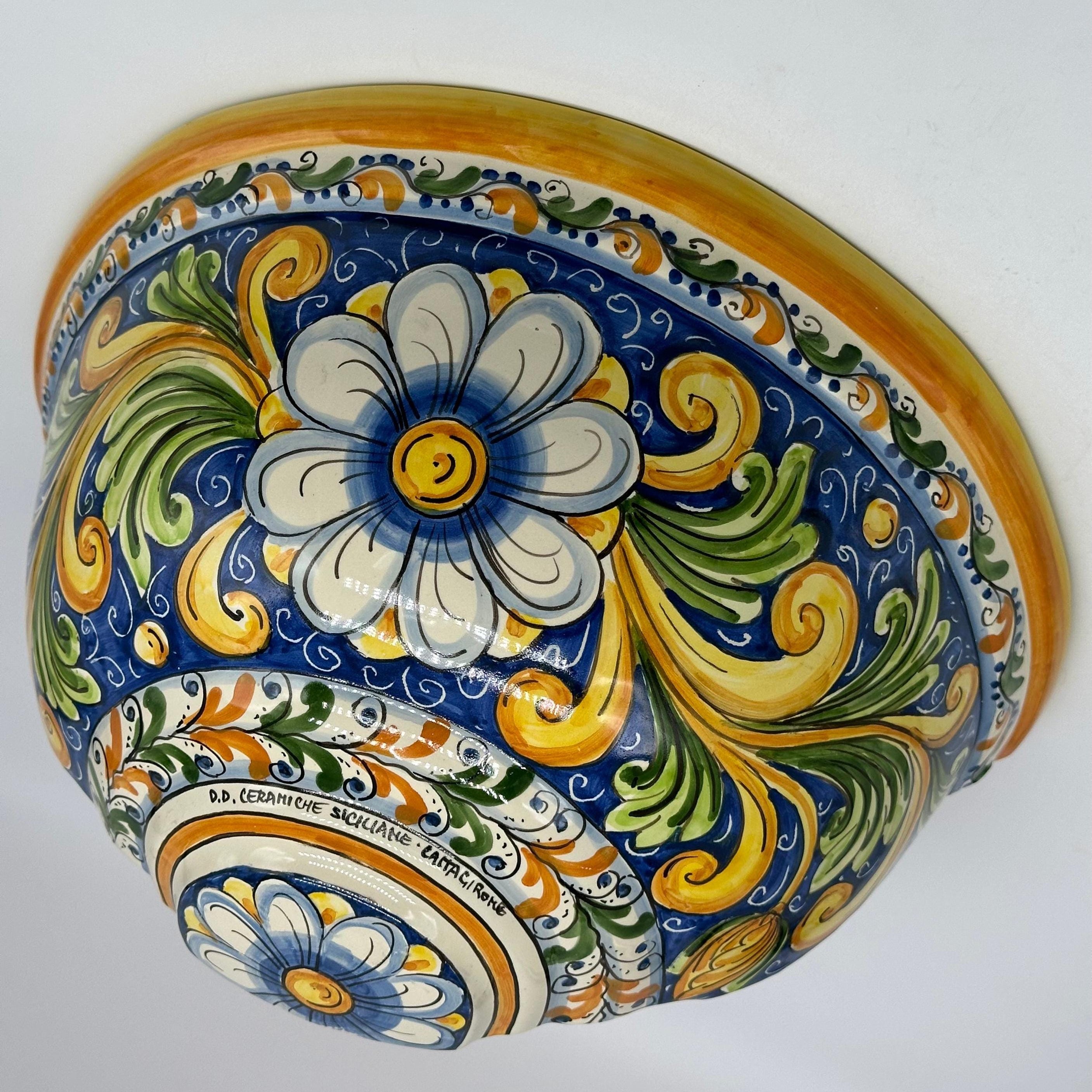 Gerla Fioriera da Muro cm H.32 L.20 Ceramica Caltagirone decorata a mano V.2