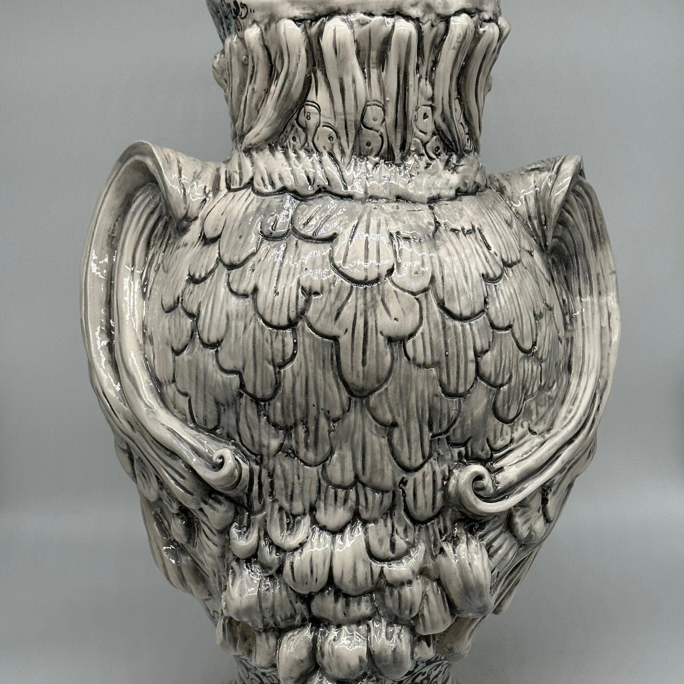 Gufo Portafortuna Ceramica Caltagirone cm H.46 L.30 Artigianale Decorato - DD CERAMICHE SICILIANE
